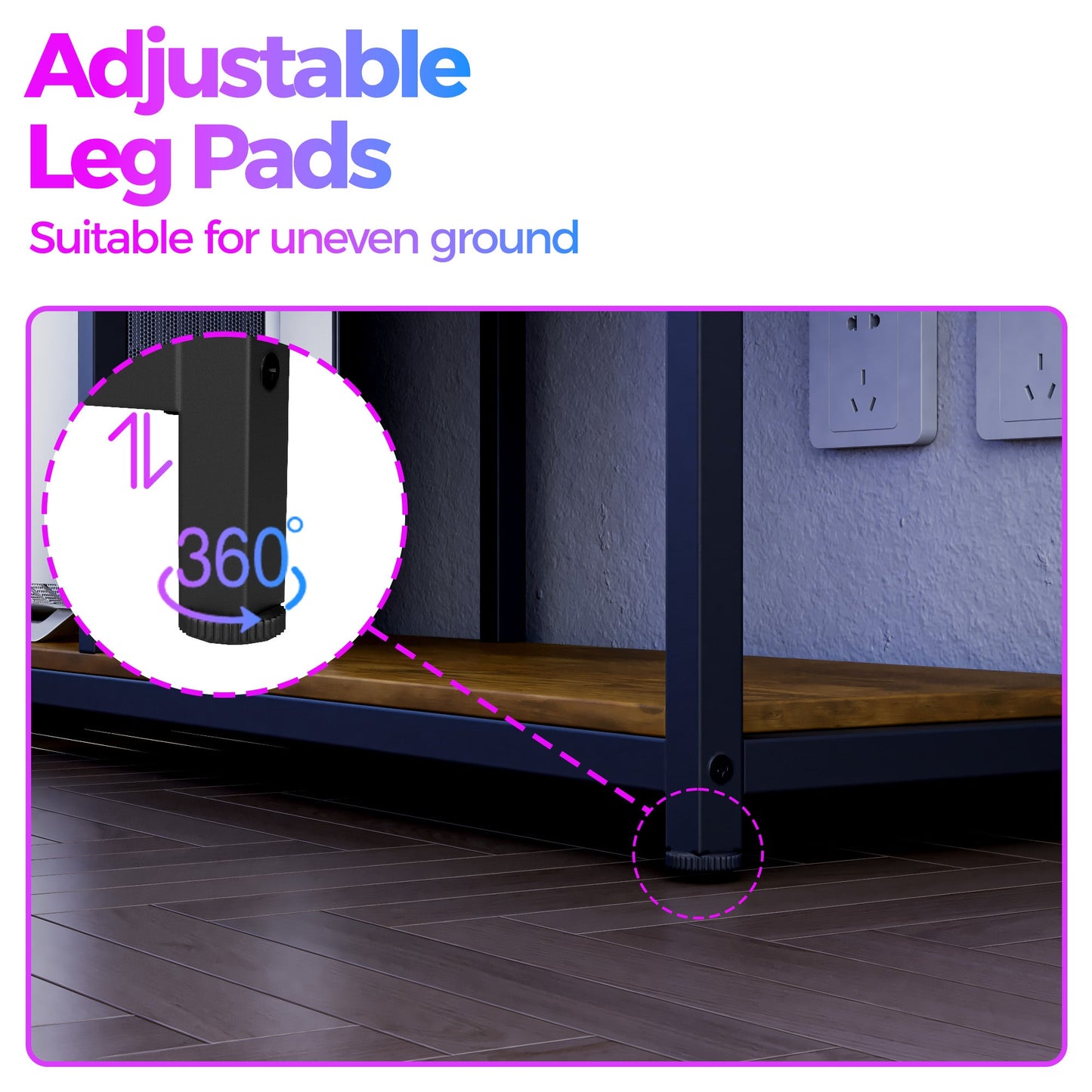 Advwin L Shaped Gaming Desk with LED Lights 148cm