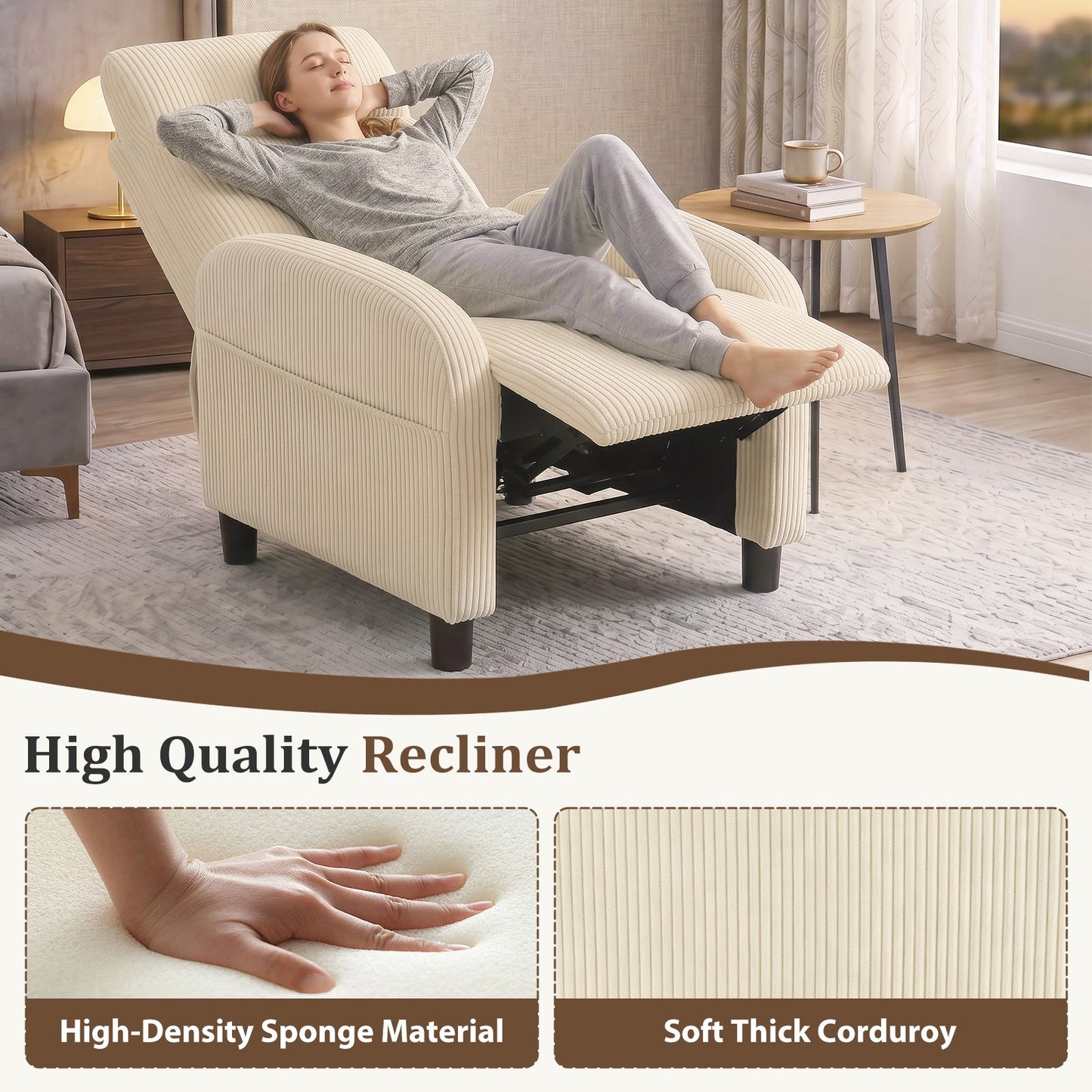 Advwin Recliner Chair with Adjustable Backrest & Footrest