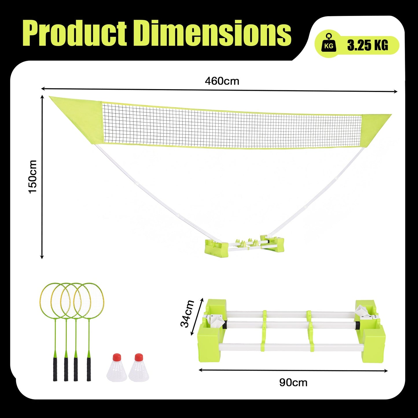Advwin 4.6m All-in-One Portable Badminton Set