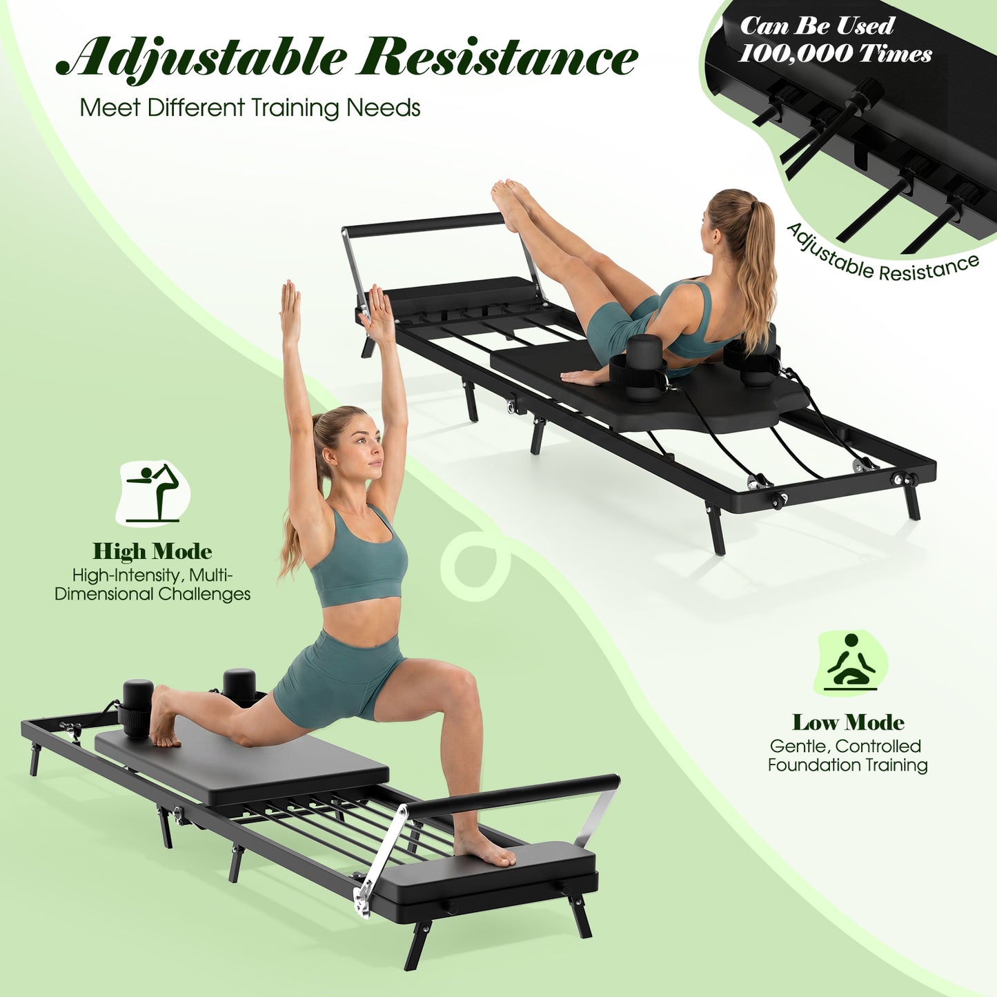 Advwin Pilates Reformer for Home Gym with Cords