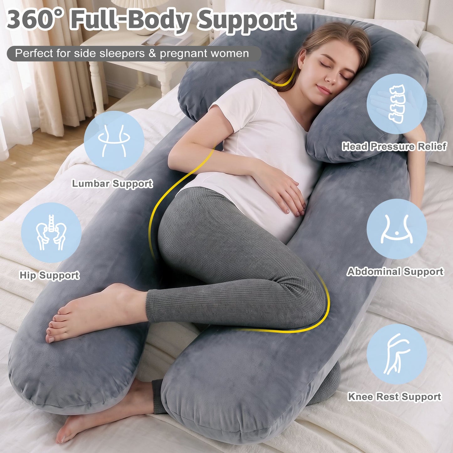 Advwin U-Shaped Pregnancy Pillow & C-Shaped Support Pillow