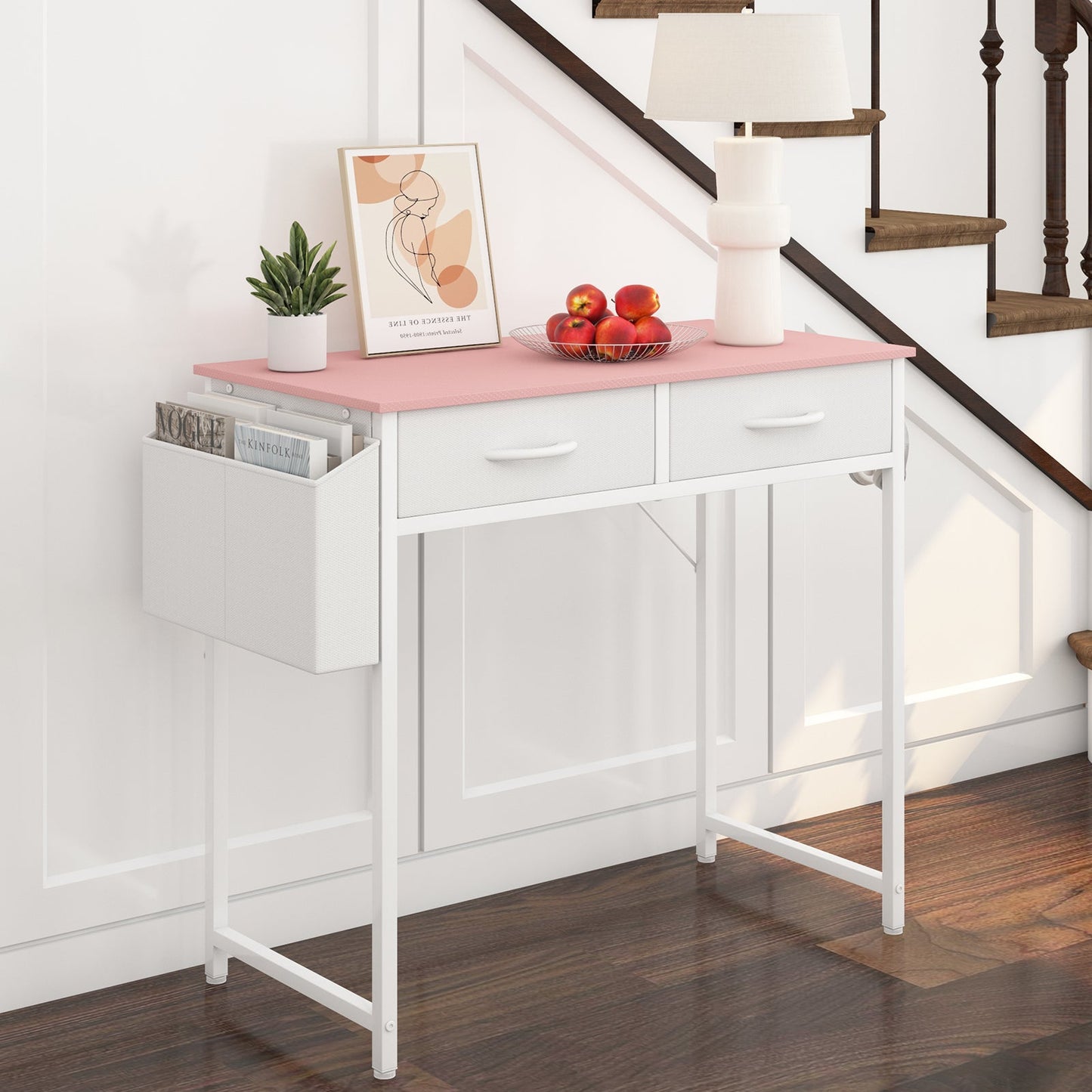 Advwin 80cm Small Desk with 2 Drawers and Storage Bag