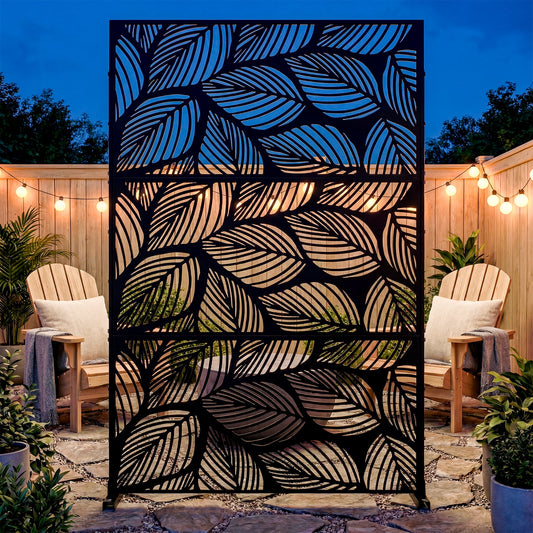 Advwin Leaf Metal Privacy Screen 119x183.5cm