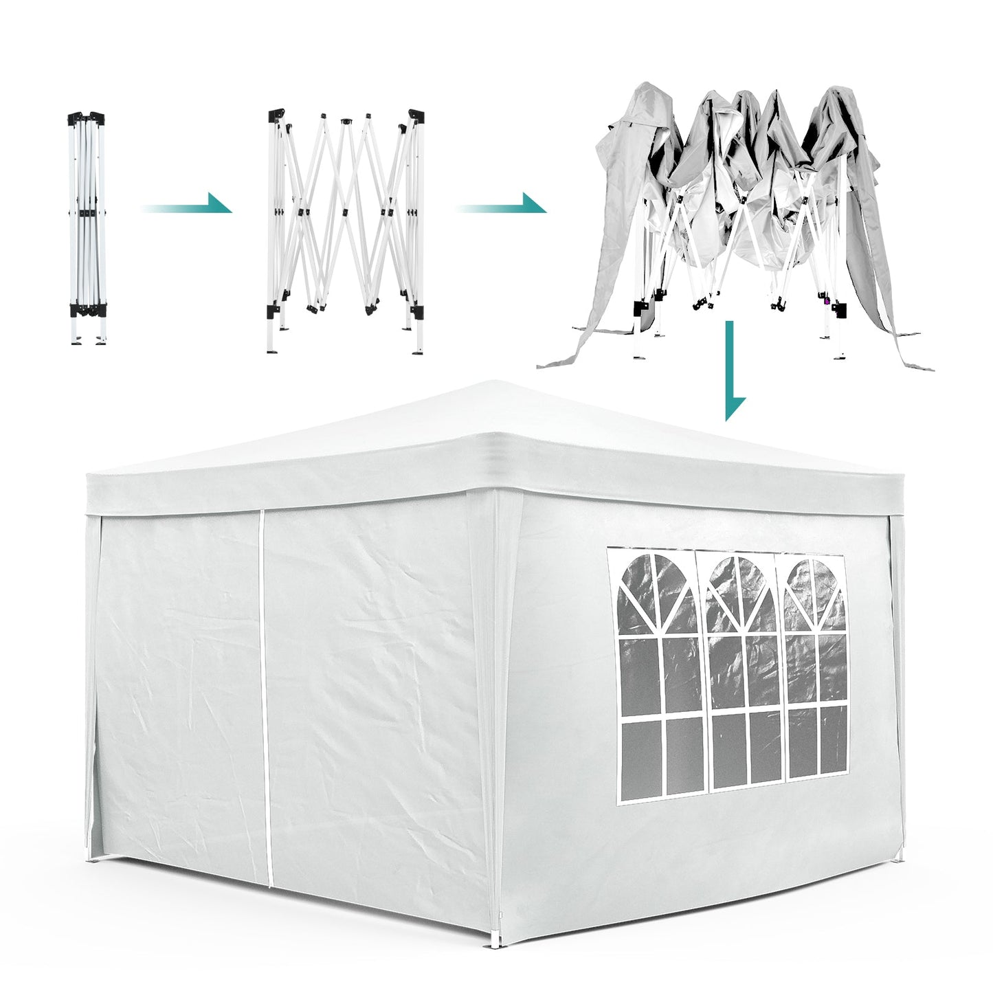 Advwin 3*3m Pop Up Canopy Tent with Side Walls