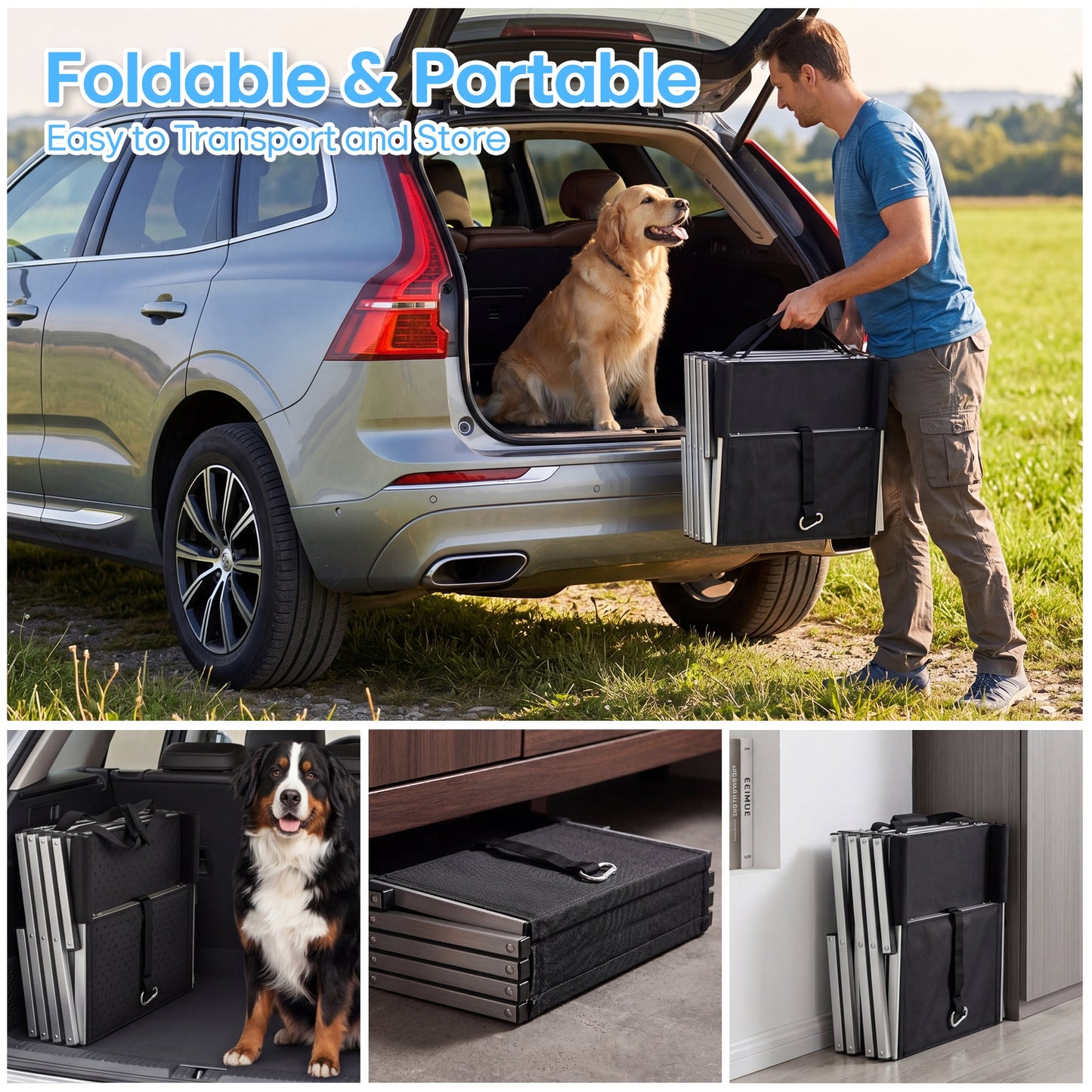 Advwin 5 Steps Dog Ramp for Car with Adjustable Height