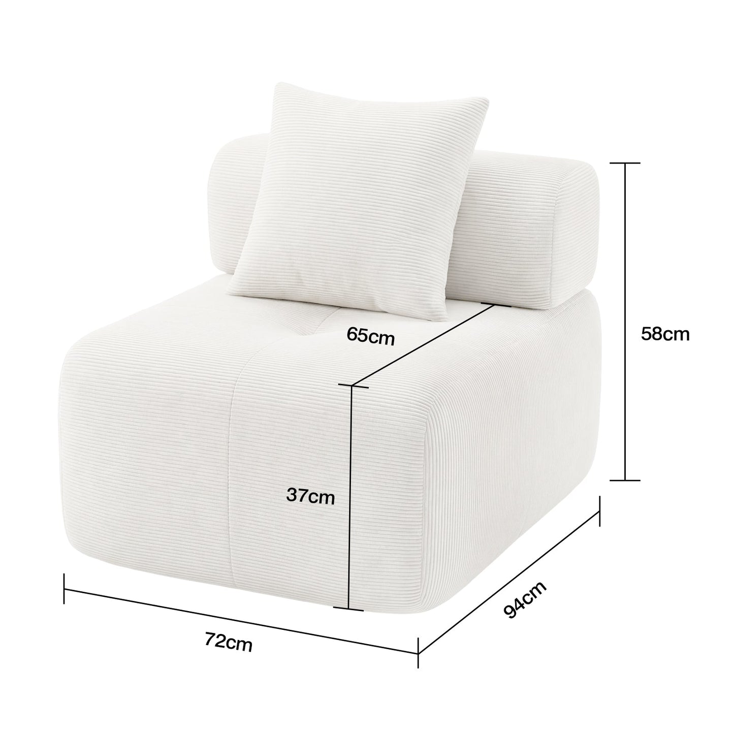 Advwin Armless Modular Sofa Corduroy Cloud Chair