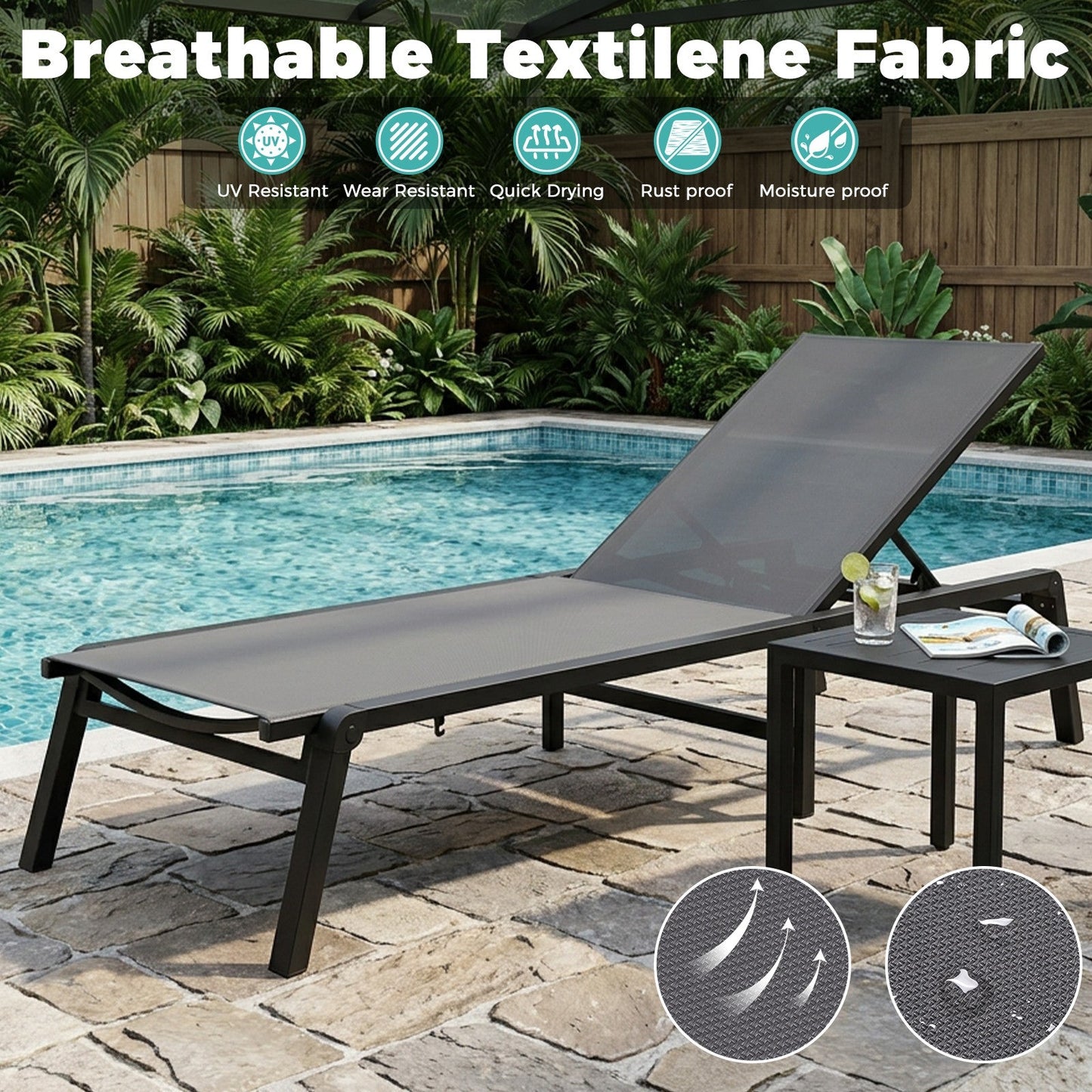 Advwin 2Pcs Chaise Lounge Outdoor Chairs
