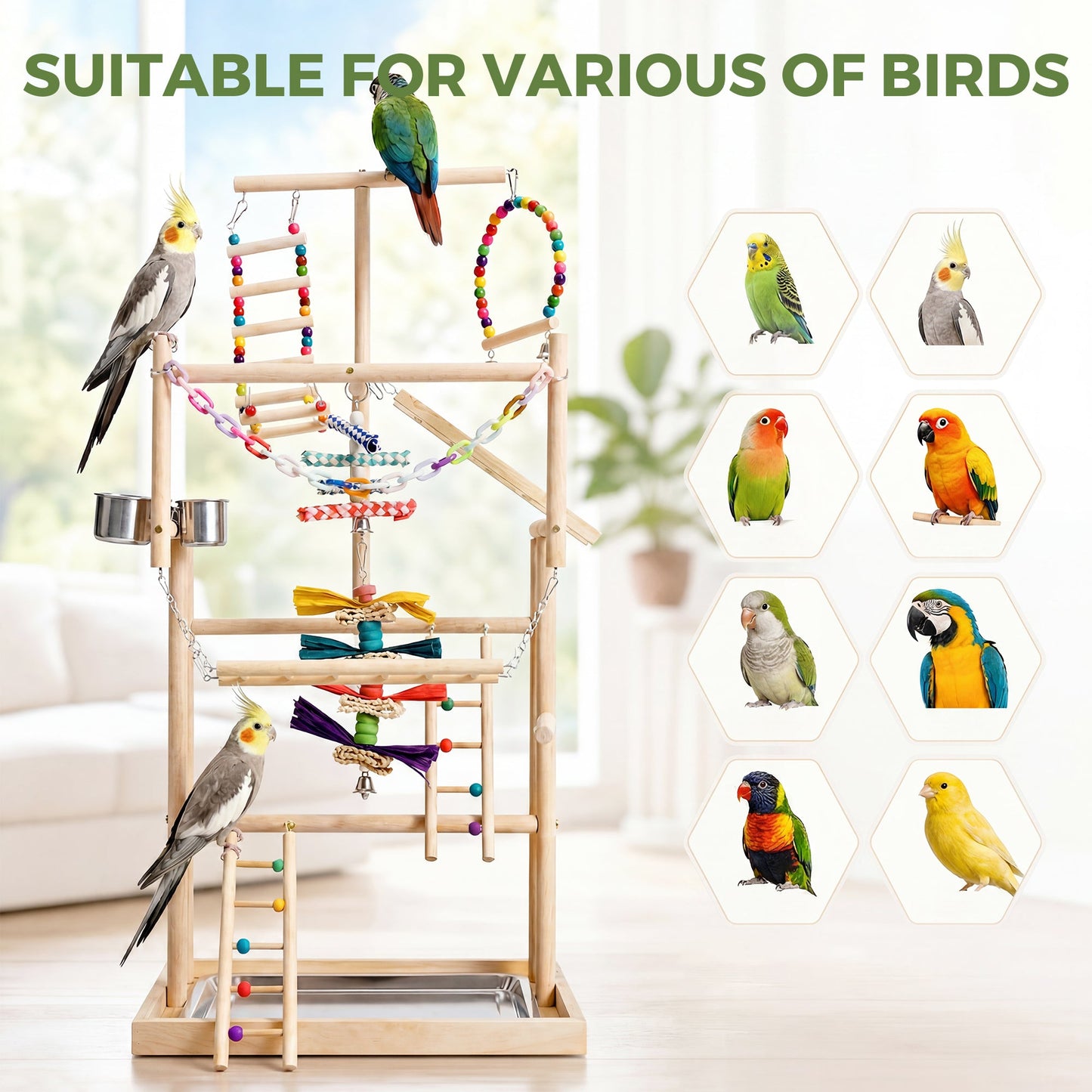 Advwin 4 Tier Parrot Play Stand with Tray