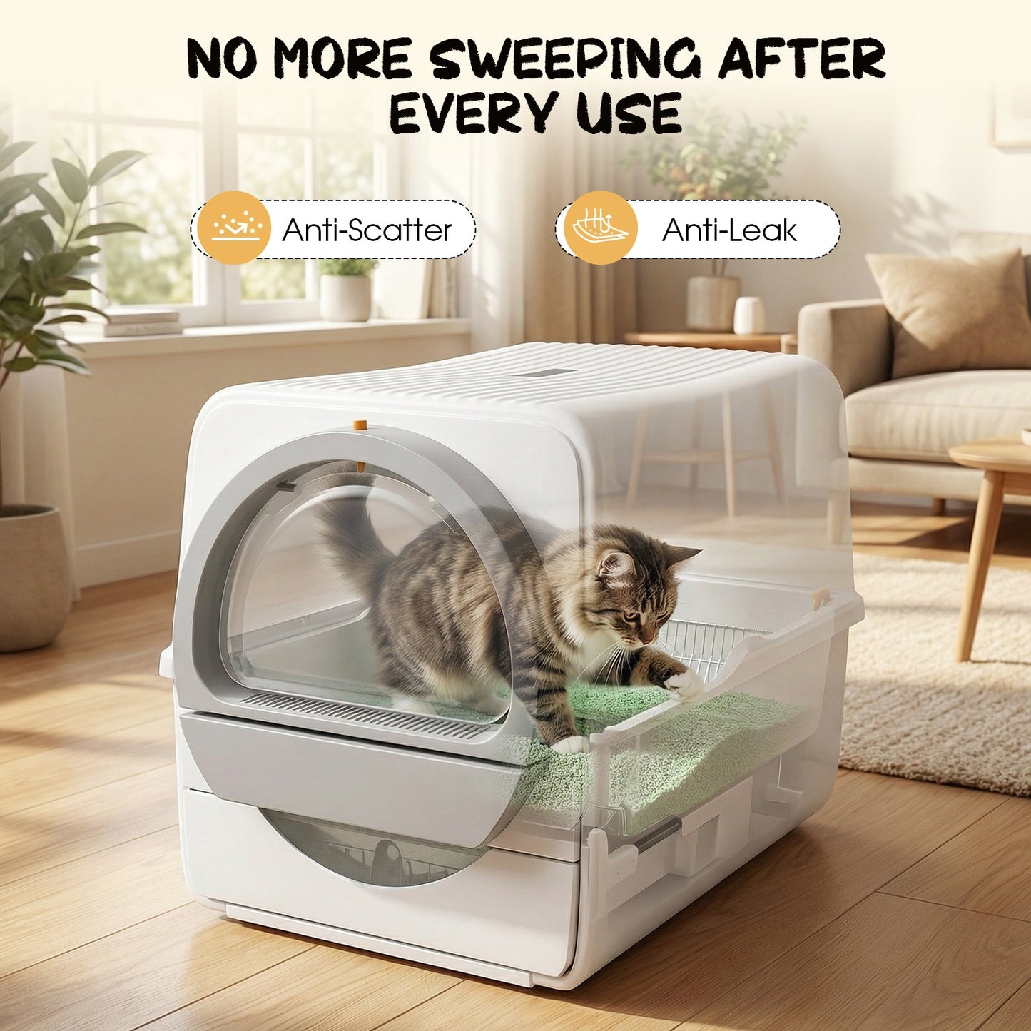 Advwin Semi-Automatic Self-Cleaning Cat Litter Box