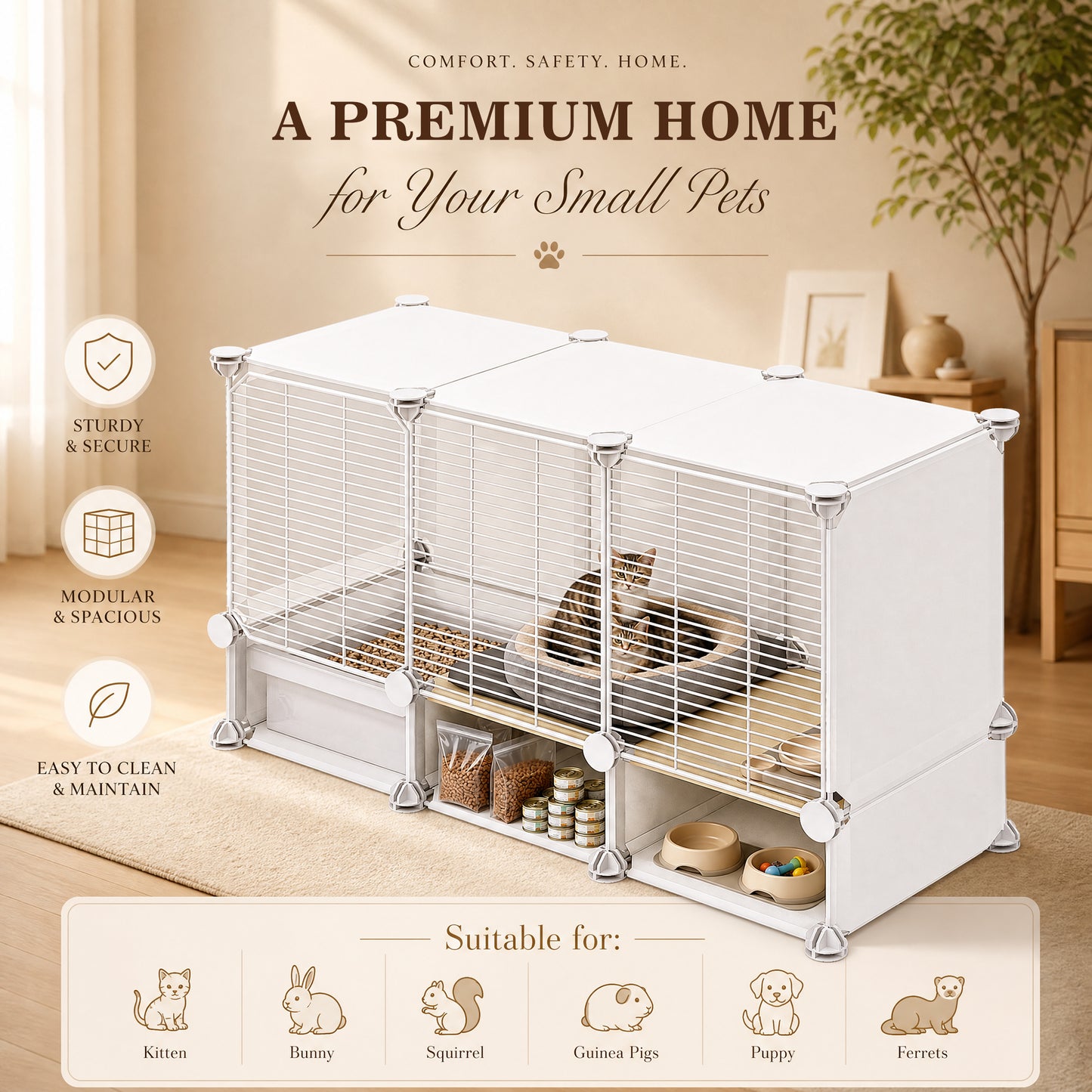 Advwin Indoor Cat Cage with Litter Box