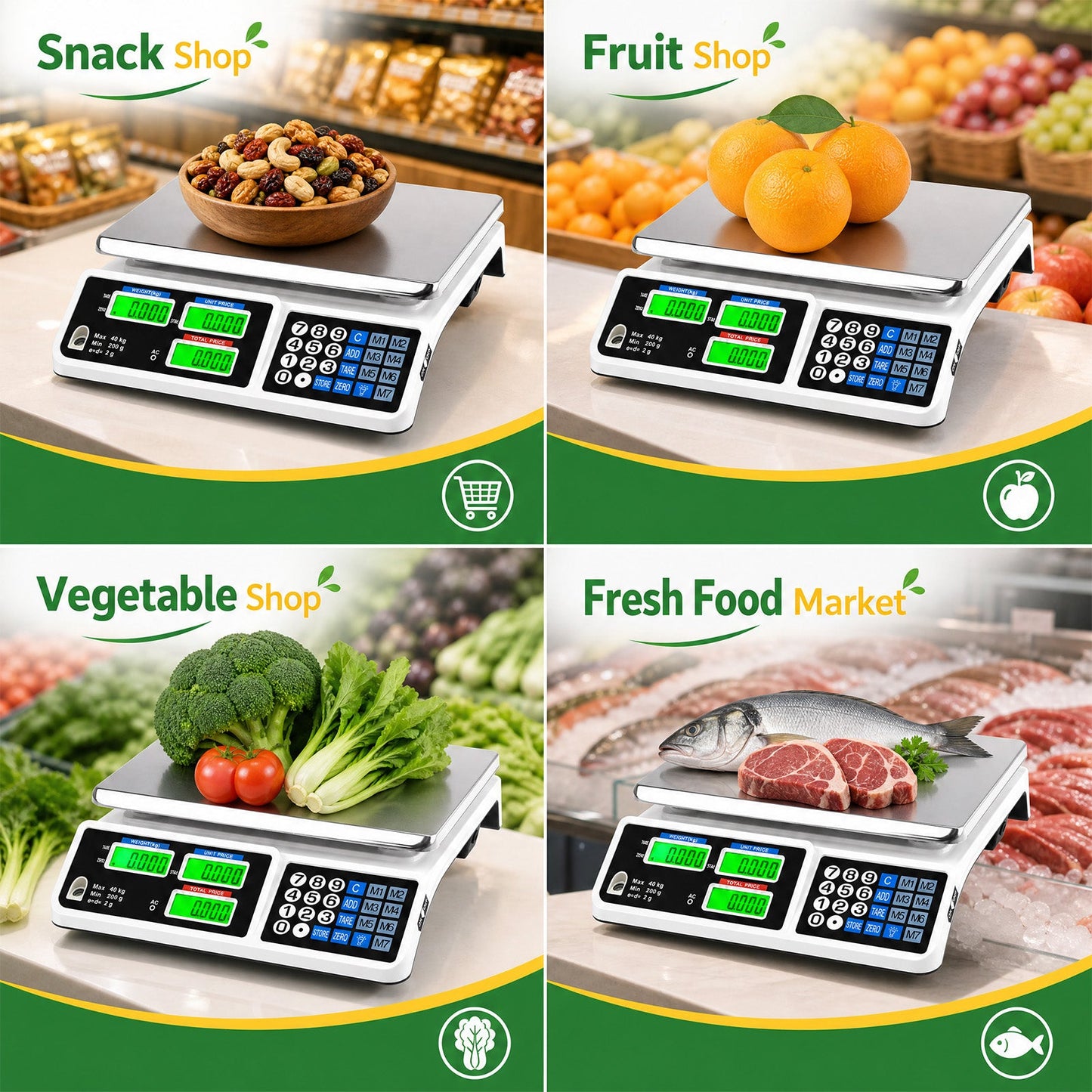 Advwin 40kg Price Computing Scale with Dual LCD Display