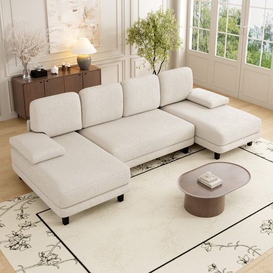 Advwin Sectiona Sofa 4-Seat Chenille Fabric 280cm