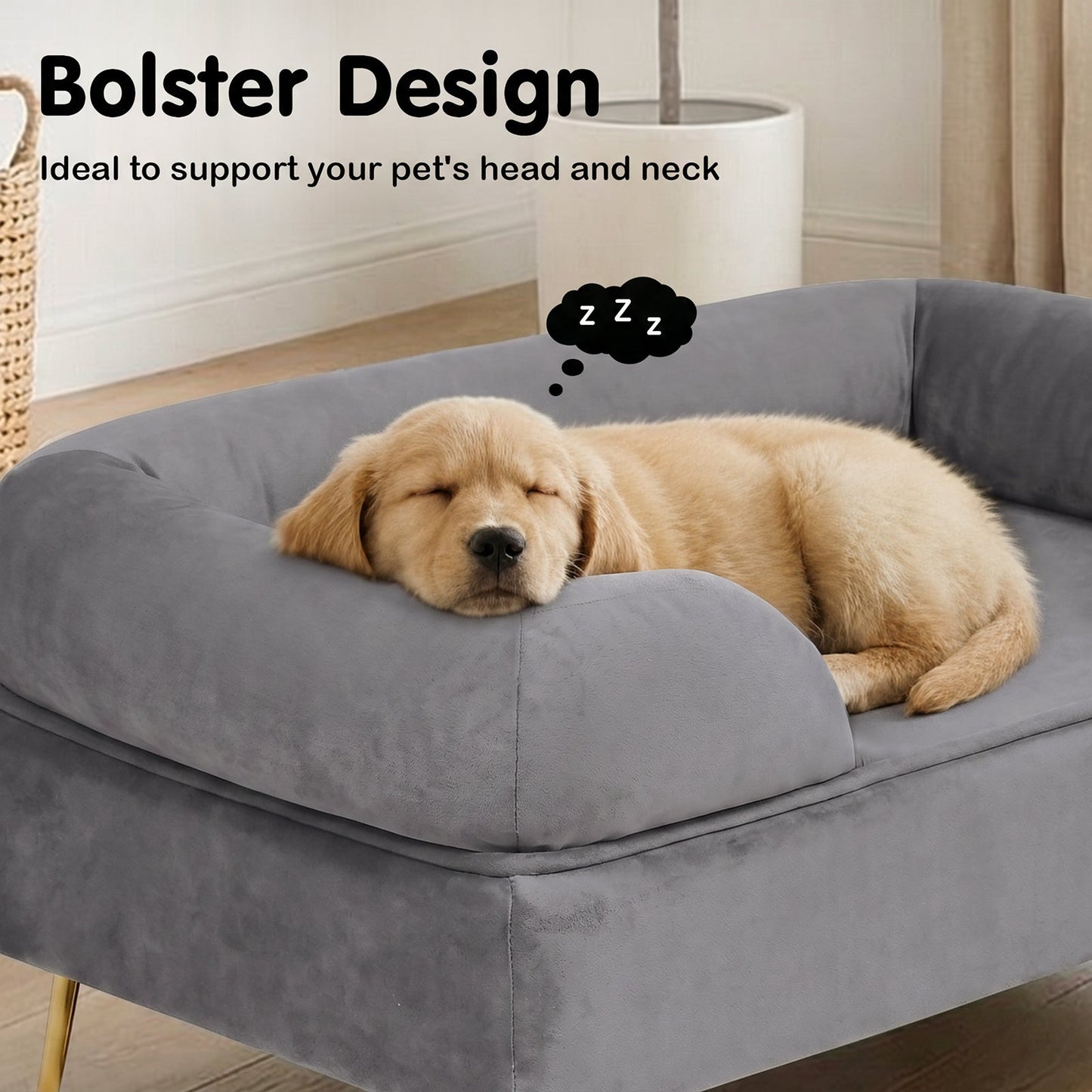 Advwin Elevated Dog Sofa Bed with Soft Velvet Cushion