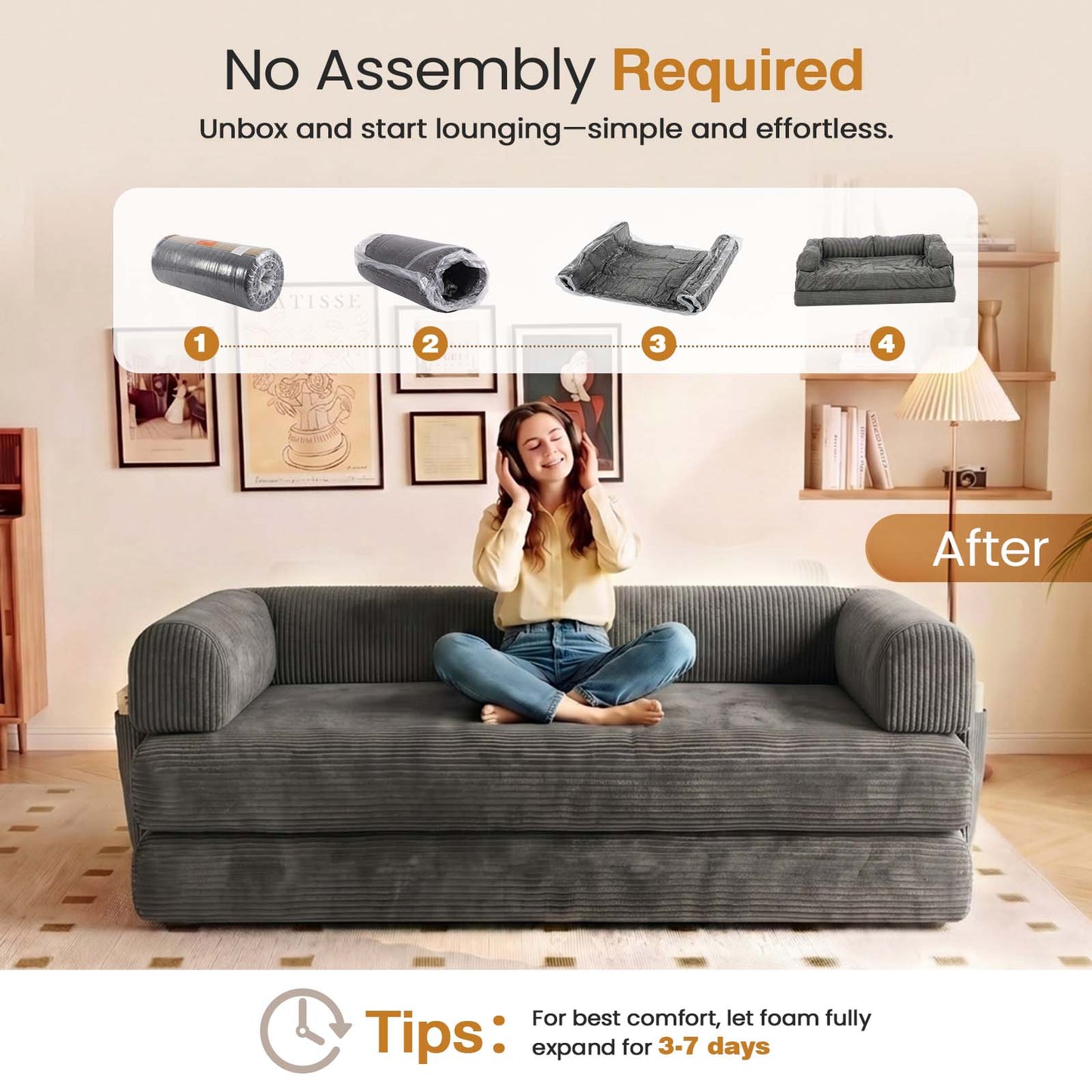 Advwin 5-in-1 Convertible Folding Loveseat Sofa Bed