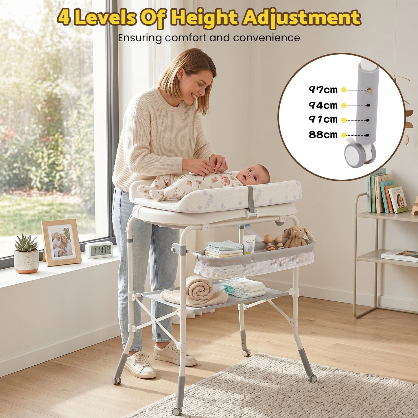 Advwin 2-in-1 Foldable Baby Bathtub & Changing Table