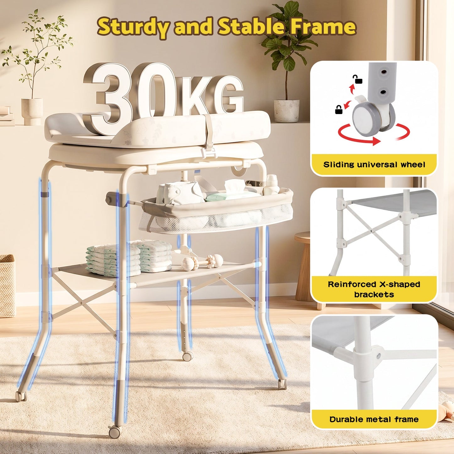 Advwin 2-in-1 Foldable Baby Bathtub & Changing Table