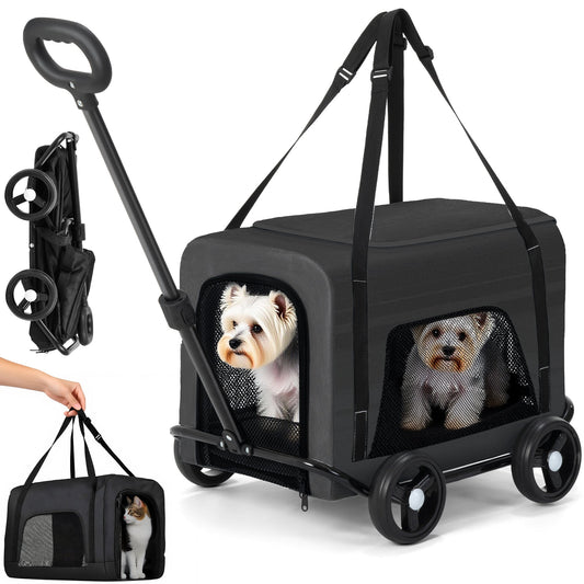 Advwin Foldable Pet Stroller with Removable Carrier