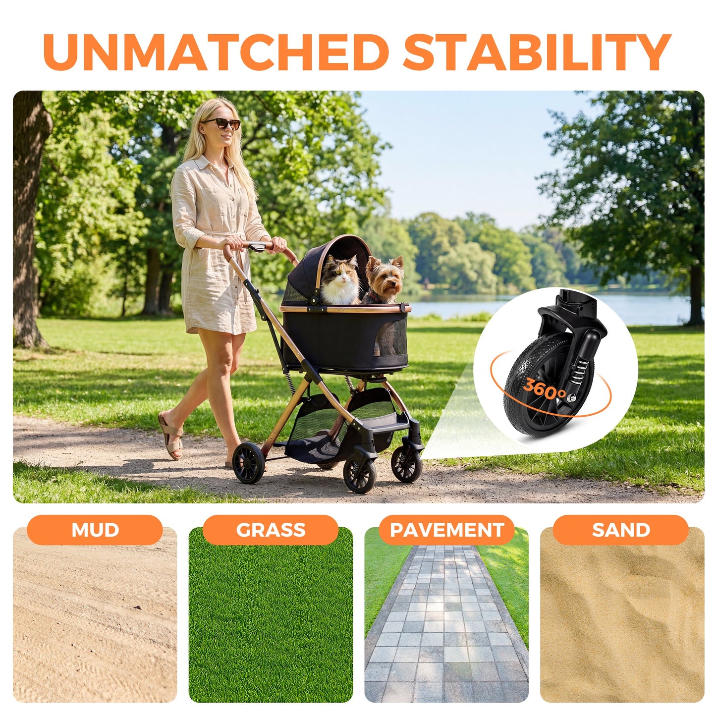 Advwin 3-in-1 Foldable Pet Stroller
