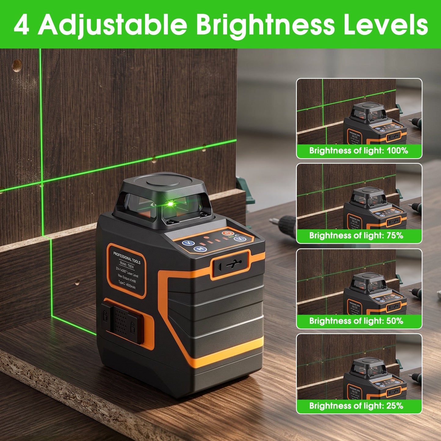Advwin 12 Line Green Laser Level 360° Self-Leveling