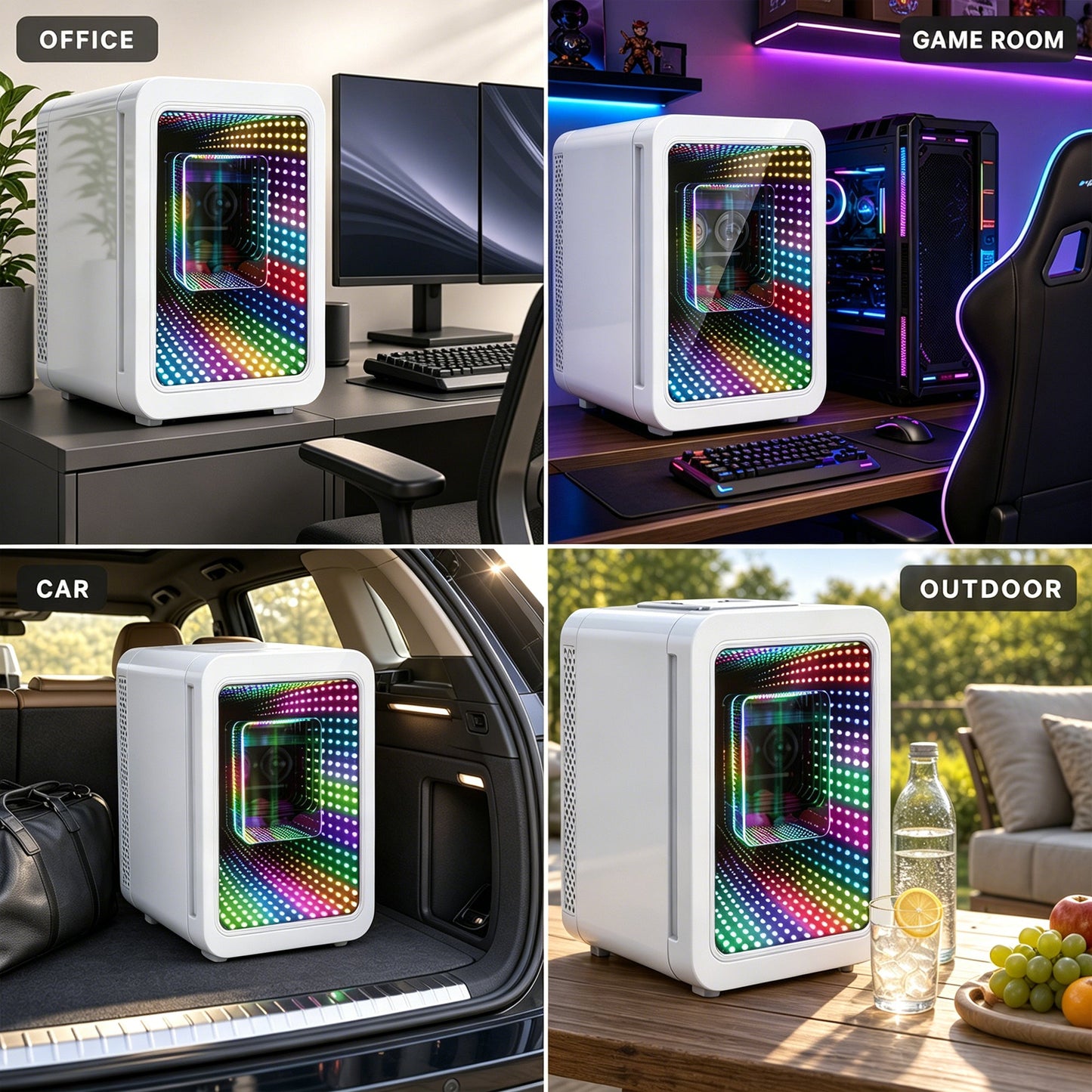 Advwin 20L Mini Fridge with LED Light for Bedroom
