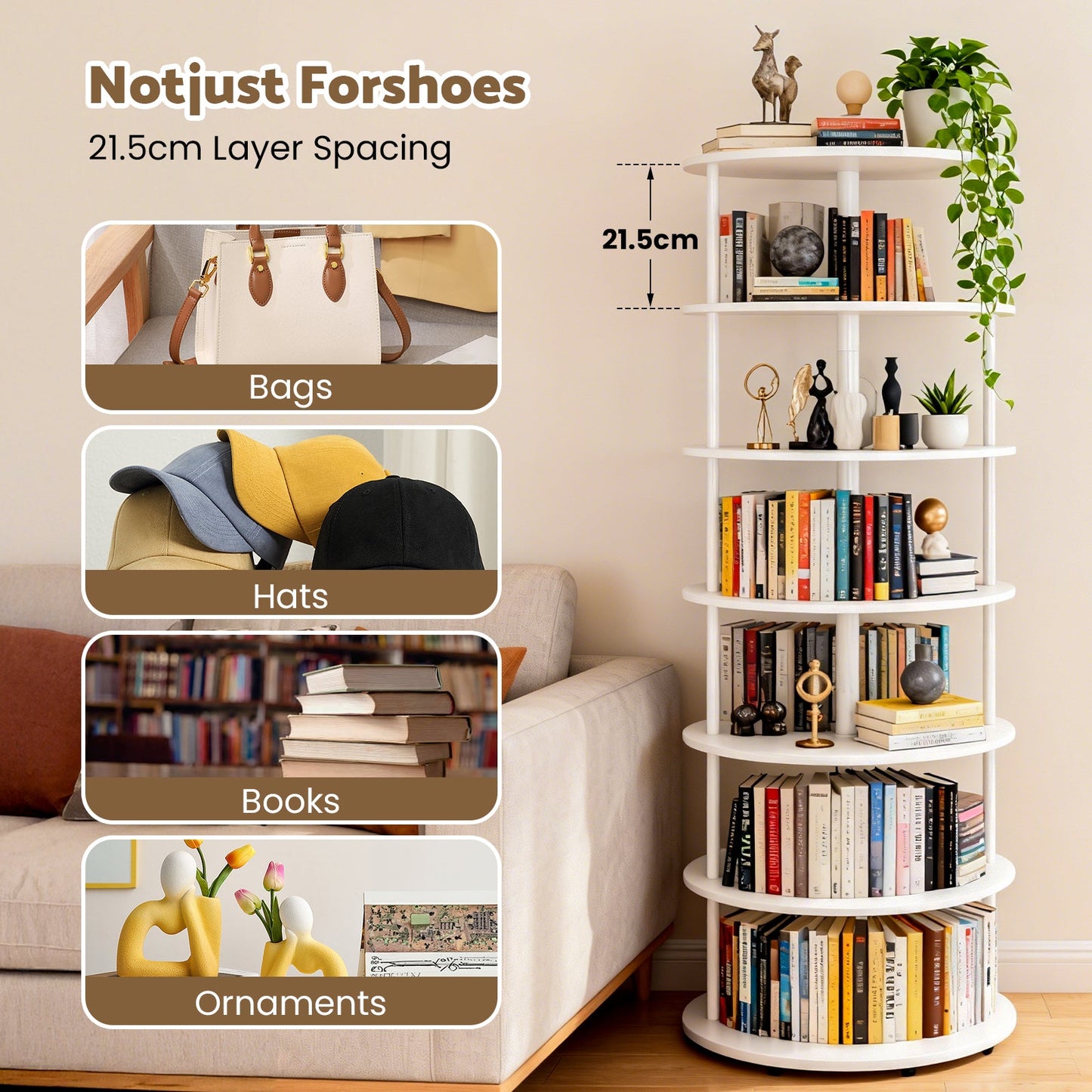 Advwin 7-Tier Free Standing Rotating Shoe Rack