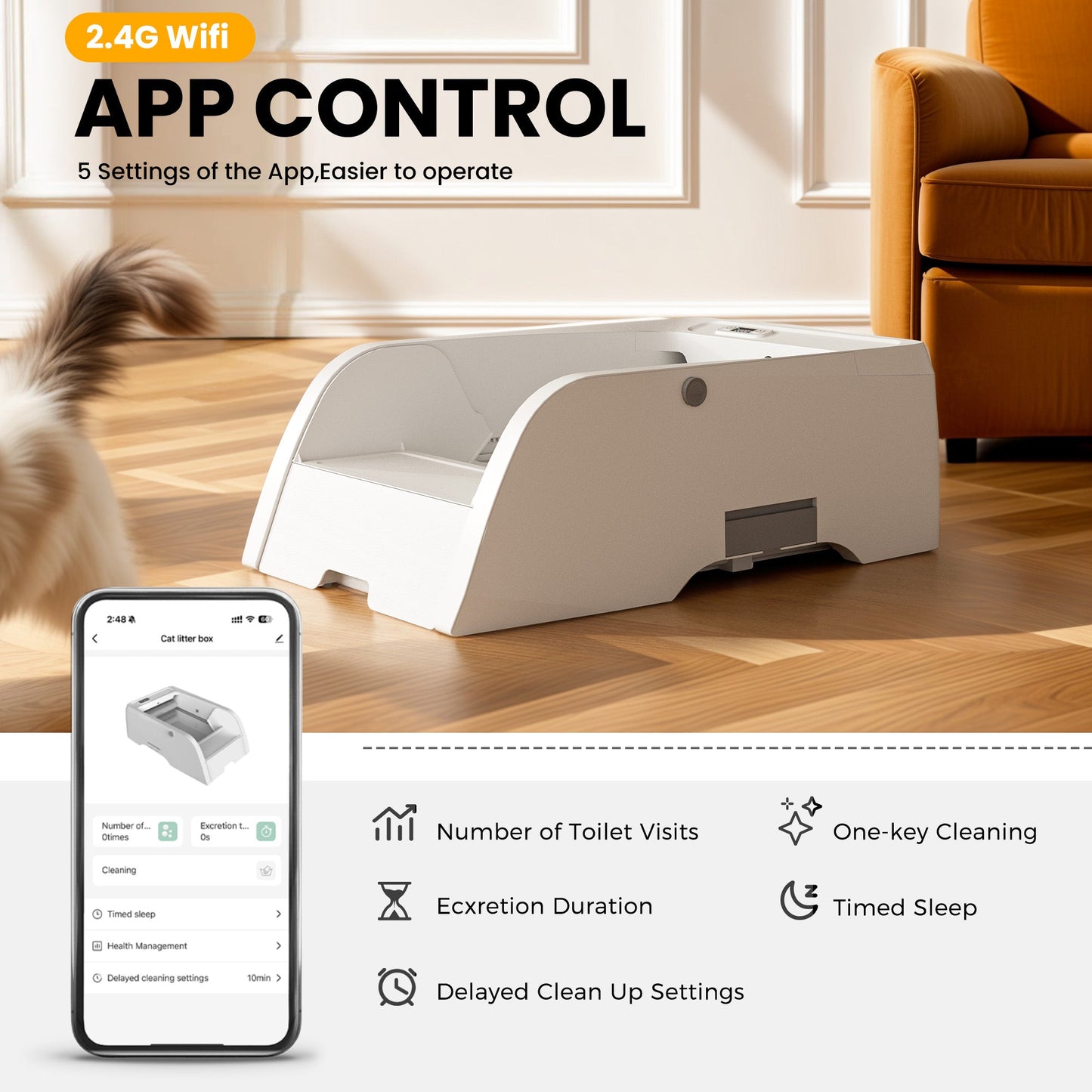 Advwin Self Cleaning Cat Litter Box with App Control