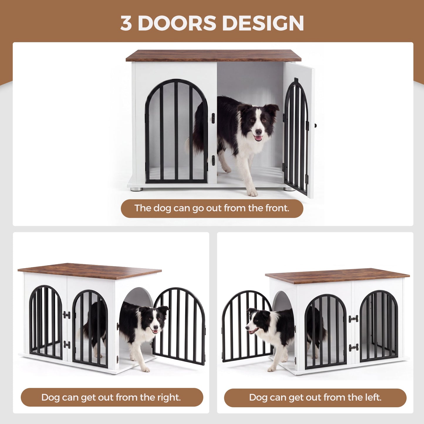 Advwin Wooden Dog Crate Furniture for 2 Dogs