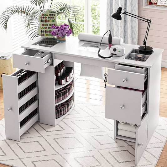 Advwin Manicure Table Glass Top w/Dust Collector