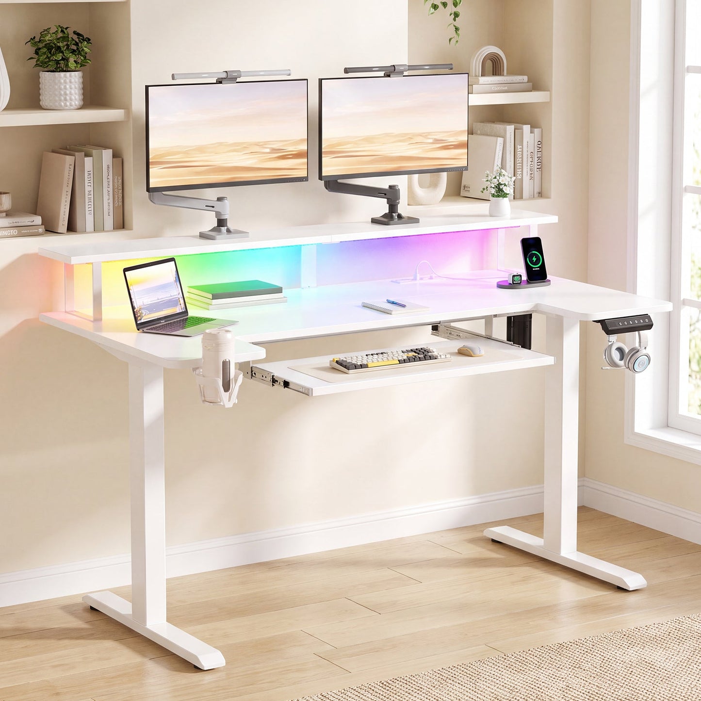 Advwin 120cm Electric Standing Desk w/ LED Light