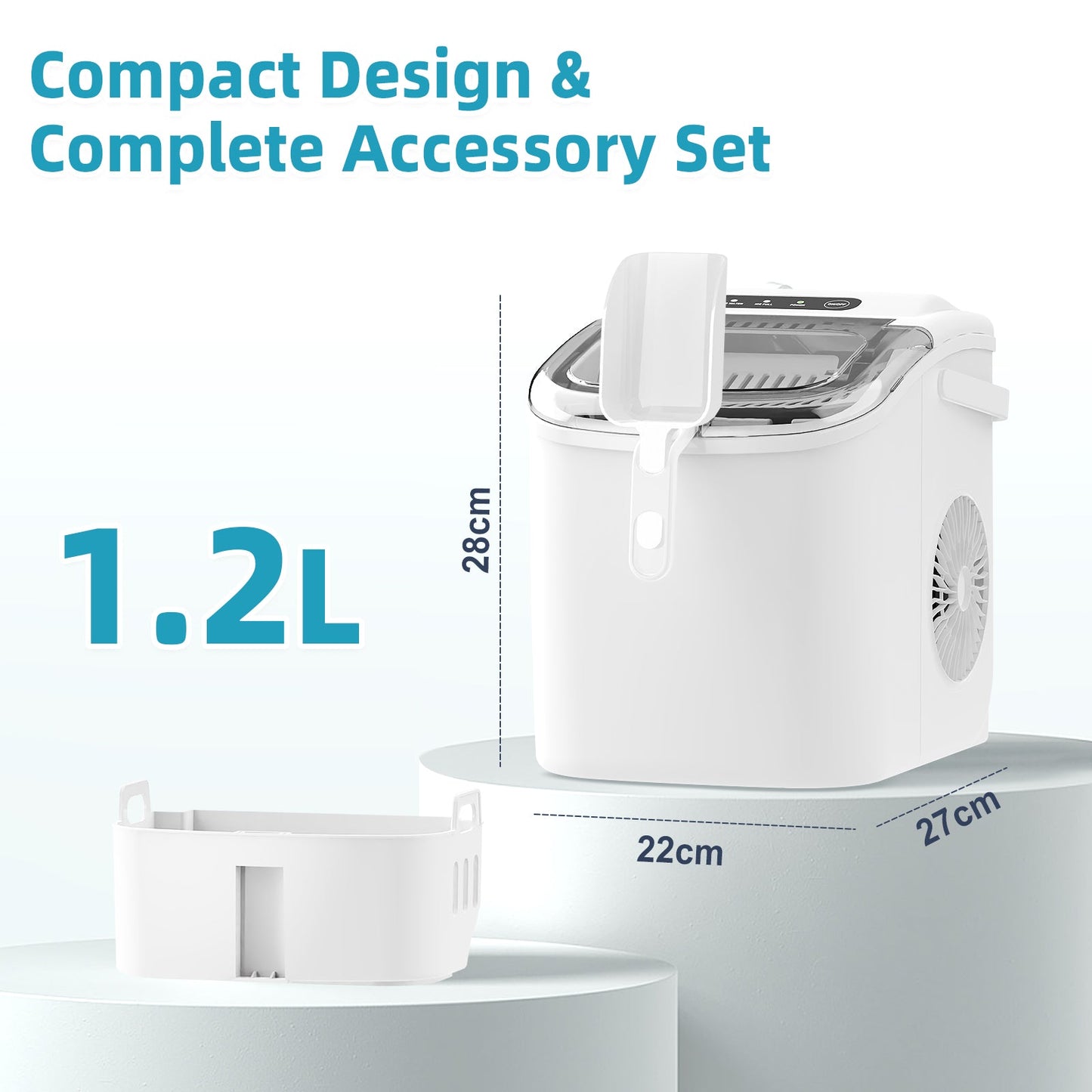 Advwin 12KG Self-Cleaning Ice Makers with Handle White