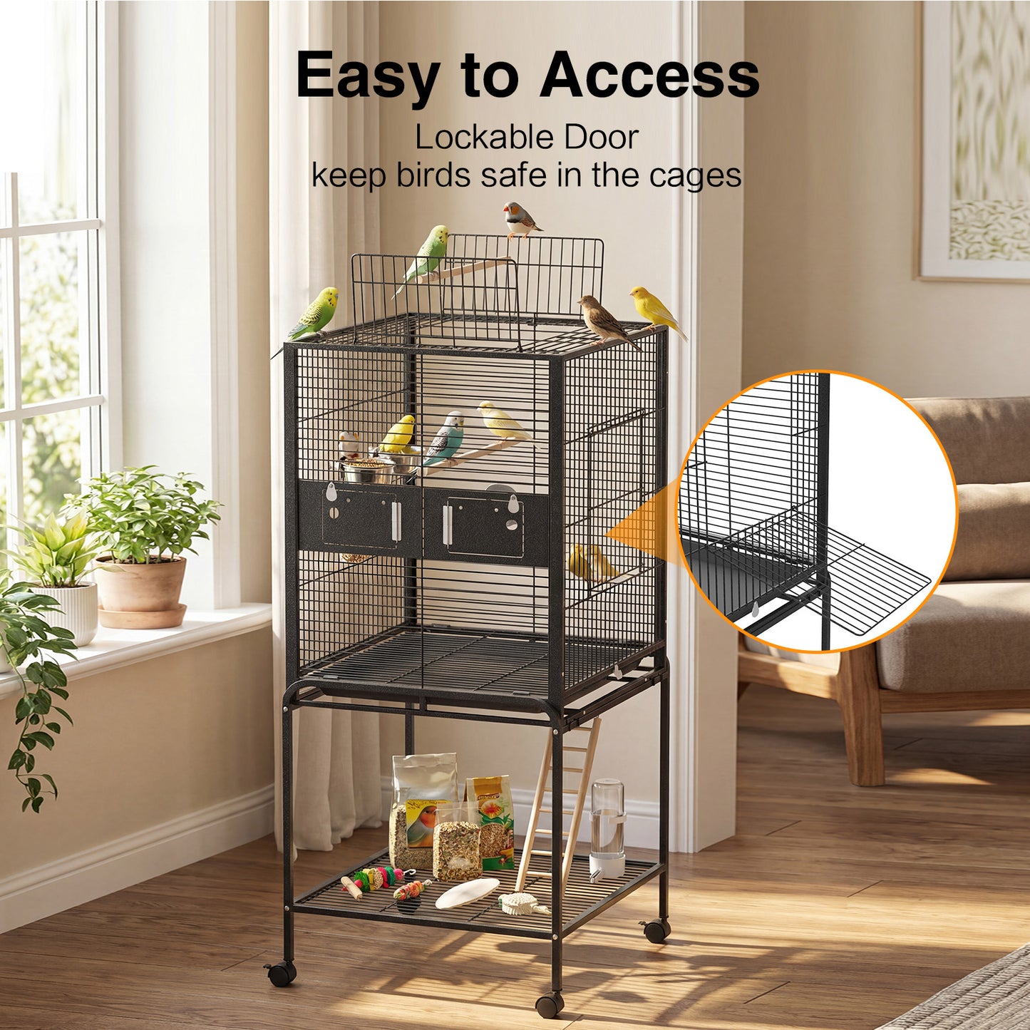 Advwin Bird Cage 146CM Open Top 2 Perches Aviary