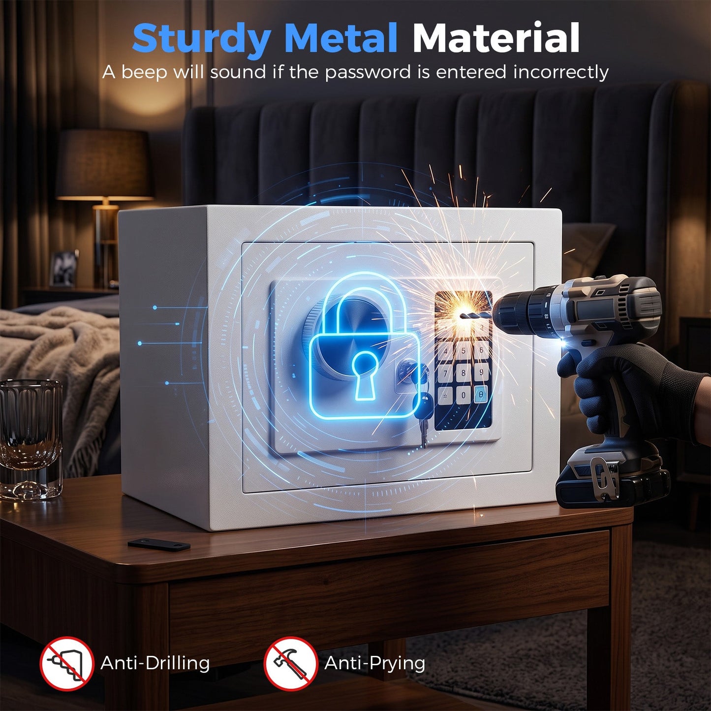 Advwin 7.2L Digital Safe Box with Keypad & Keys