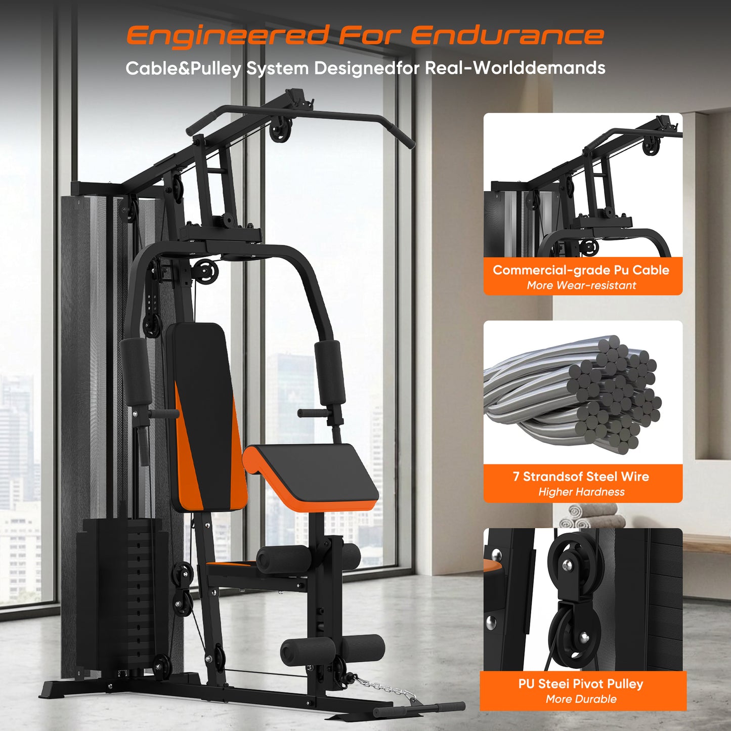 Advwin Home Gym with 100LB Weight Stack Pulley System