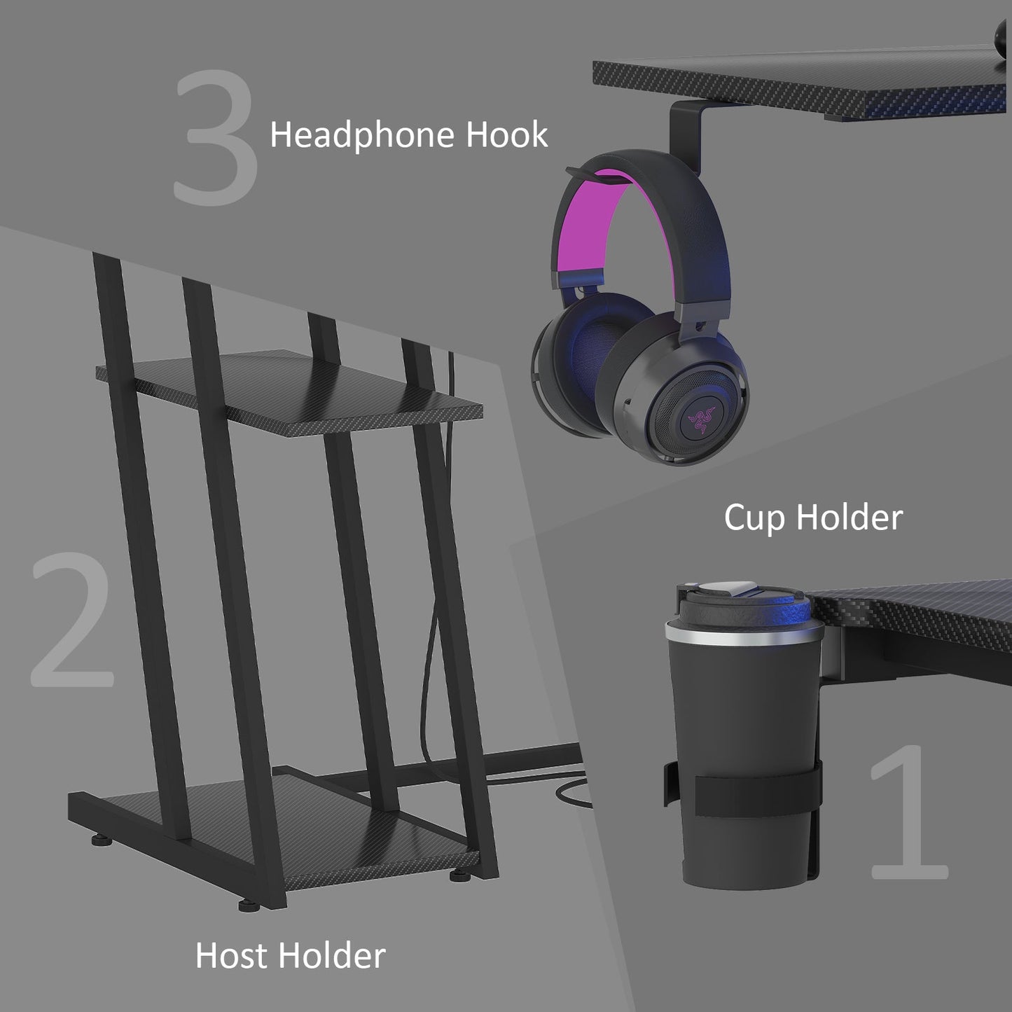 Advwin L Shaped Gaming Desk with LED Lights 100cm