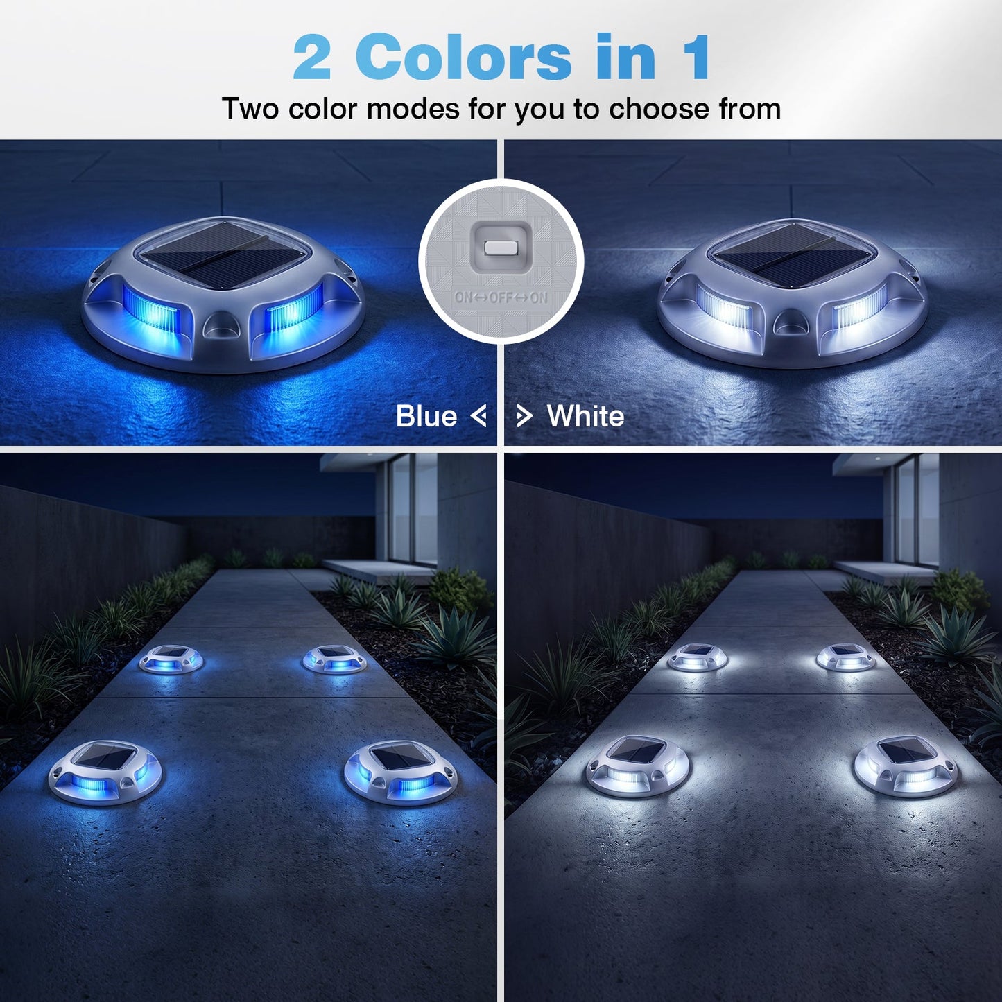 Advwin Solar Deck Lights  2 Color in 1 Driveway Lights