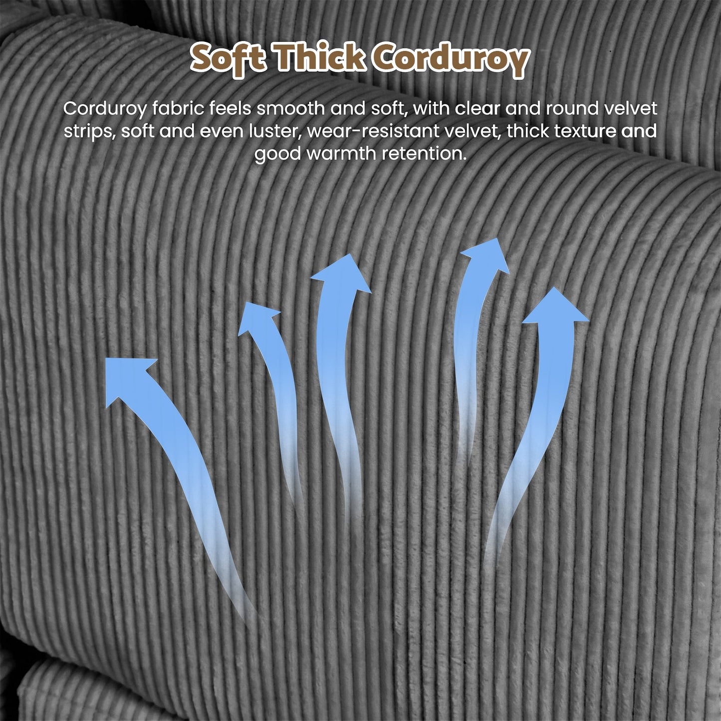 Advwin 172cm Modular Corduroy 3-in-1 Sofa Lounger