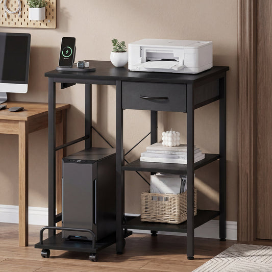 Advwin Printer Stand with Shredder Shelf & Charging Station