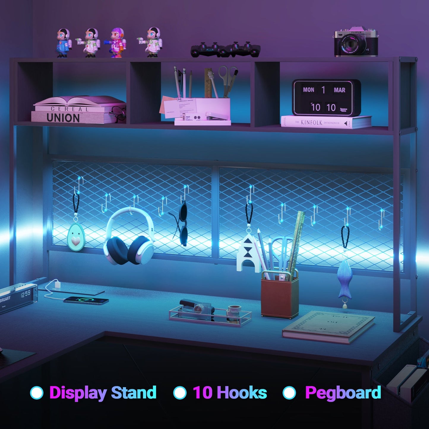 Advwin L Shaped Gaming Desk with LED Lights