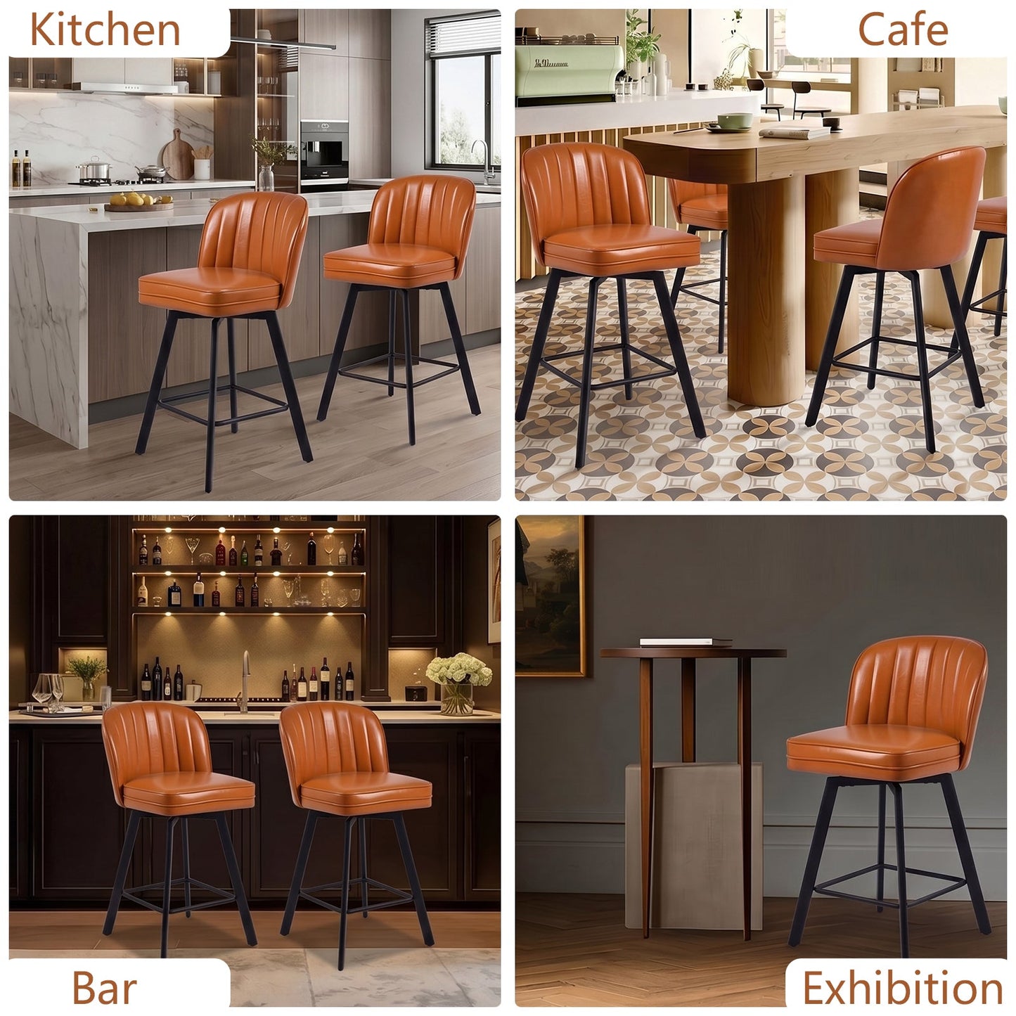 Advwin Set of 2 360° Swivel Bar Stools