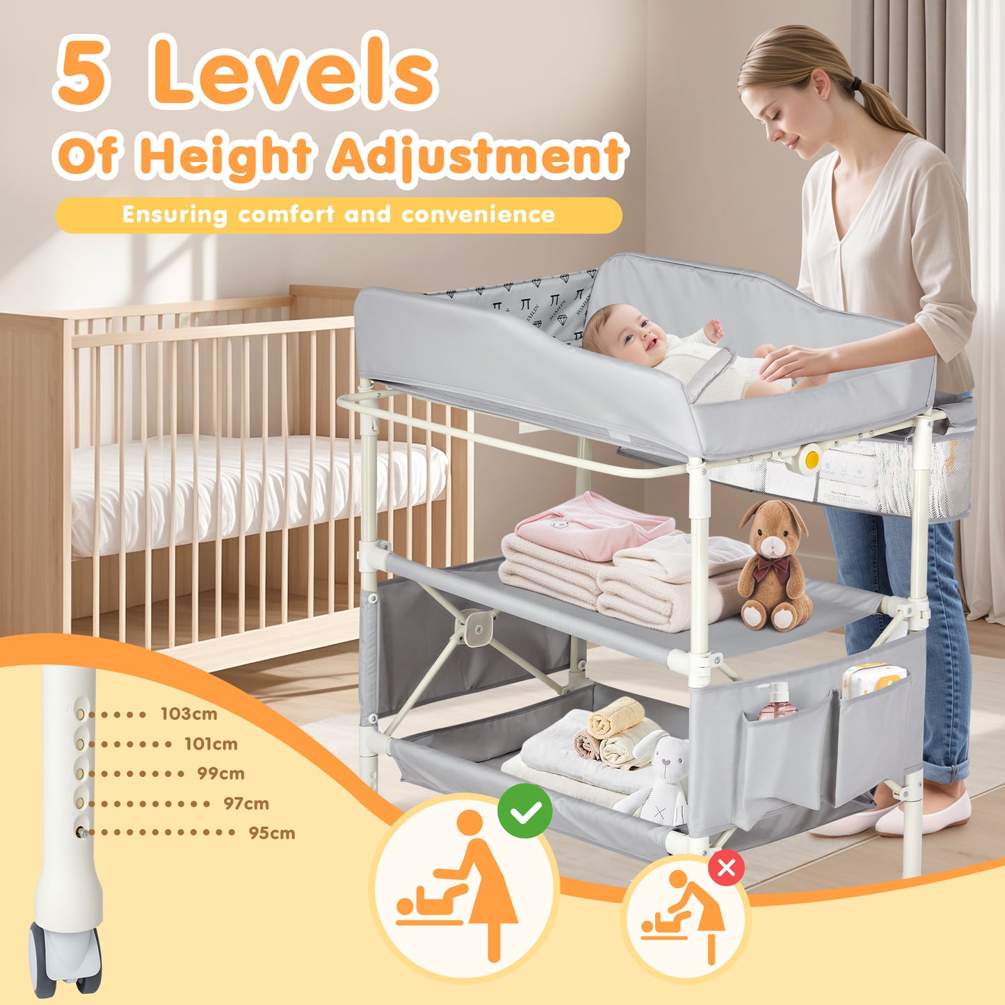 Advwin Portable Baby Changing Table with Adjustable Height