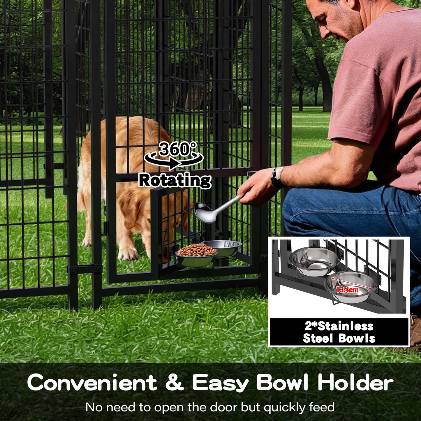 Advwin Dog Cage with UV-Resistant Waterproof Roof