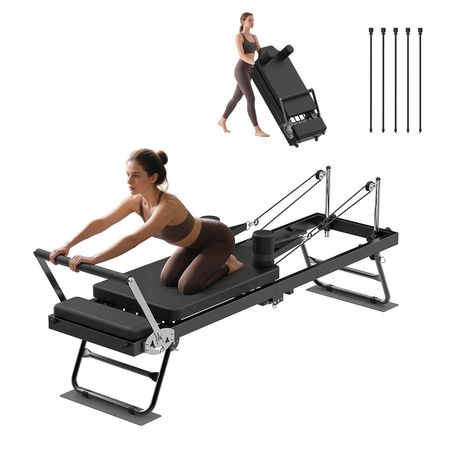 Advwin Foldable Pilates Reformer Machine with Wheels