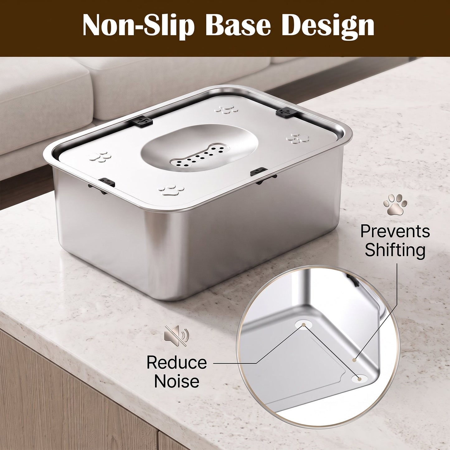 Advwin 12L Stainless Steel No Spill Dog Water Bowl