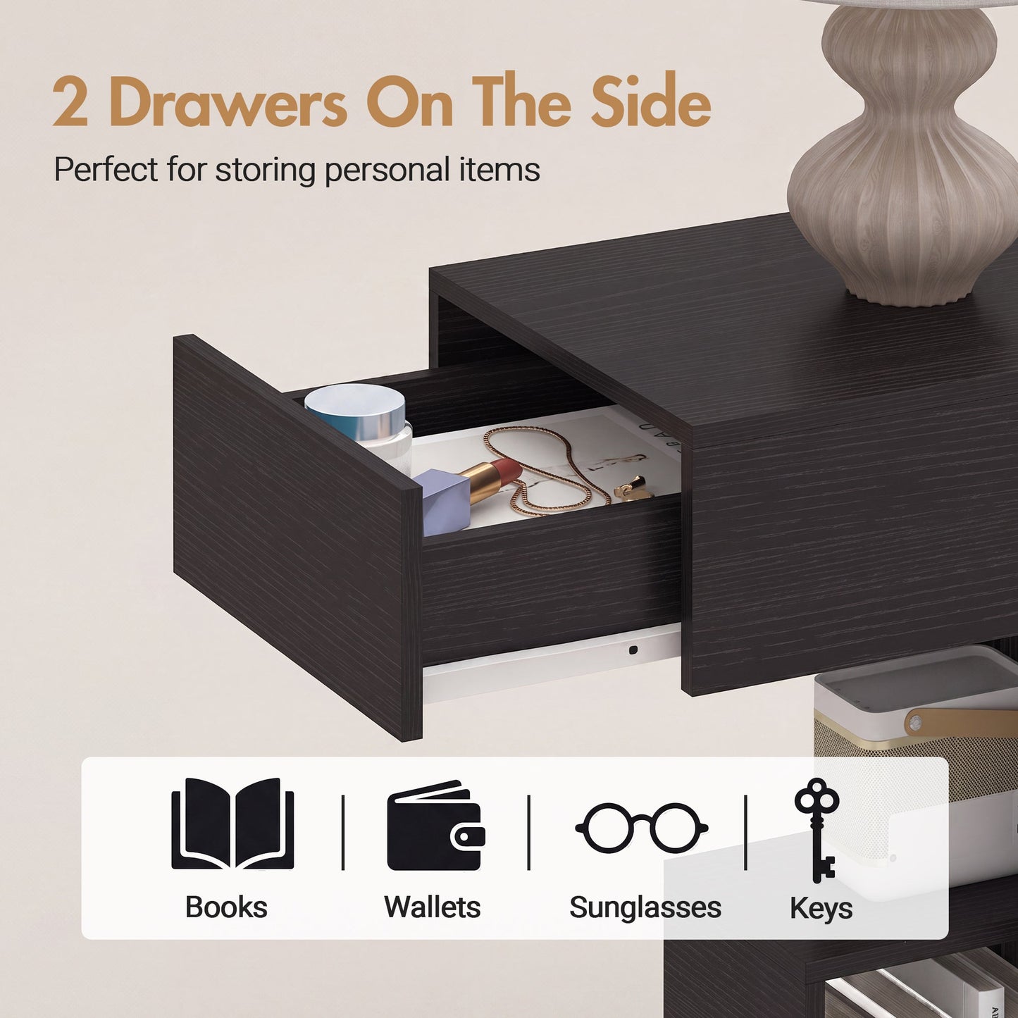 Advwin 140cm Entryway Console Table with 2 Drawers