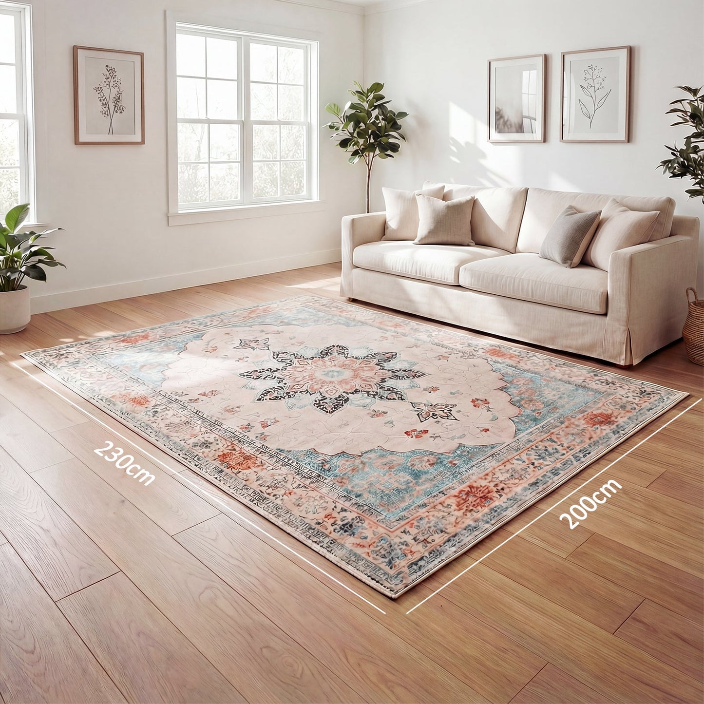 Advwin Vintage Thick Carpet Non-Slip Washable Rug  Red