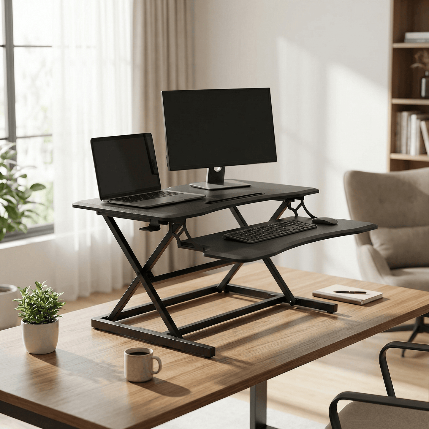 Advwin Height Adjustable Desk Riser w/ Keyboard