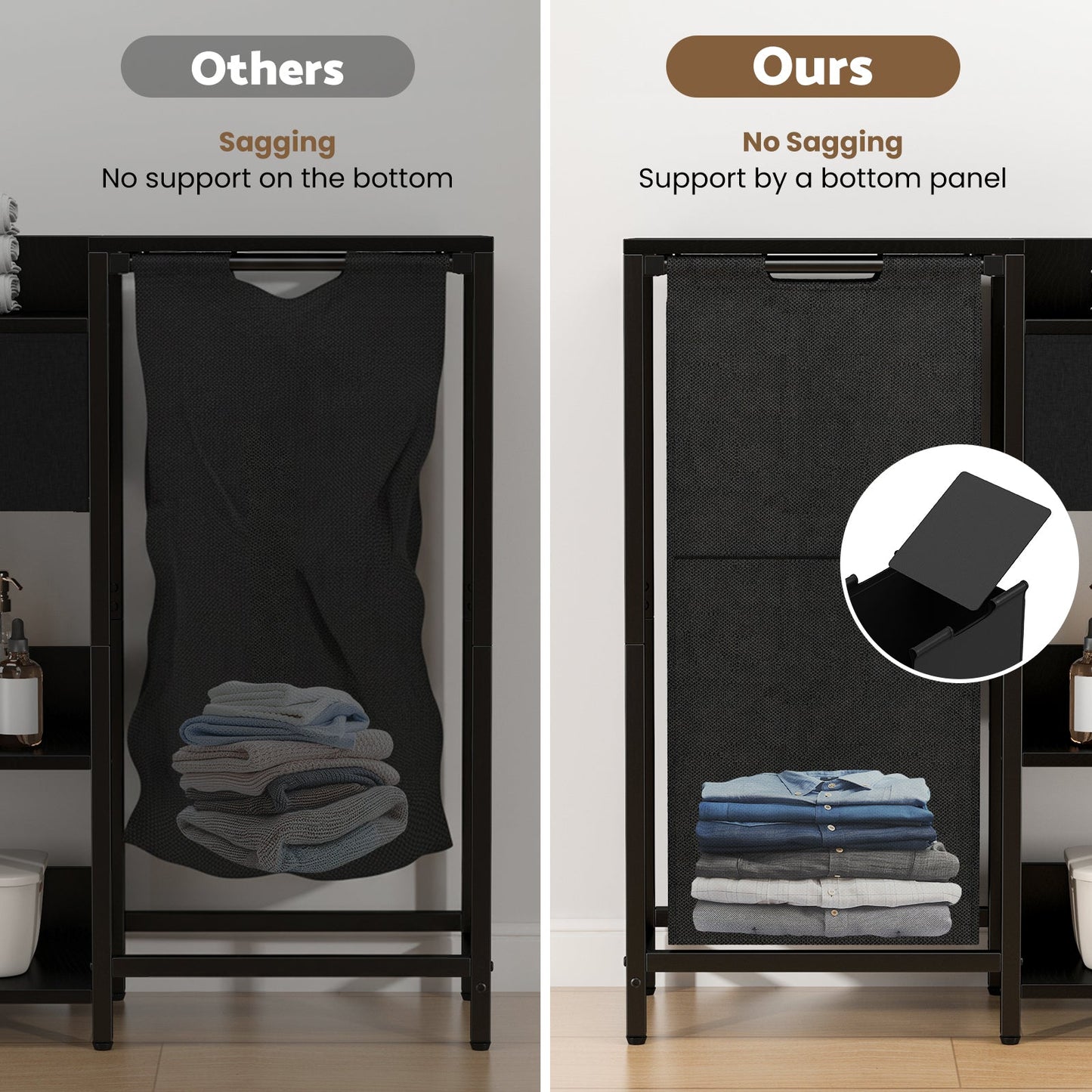 Advwin Laundry Hamper with Fabric Drawer 60L