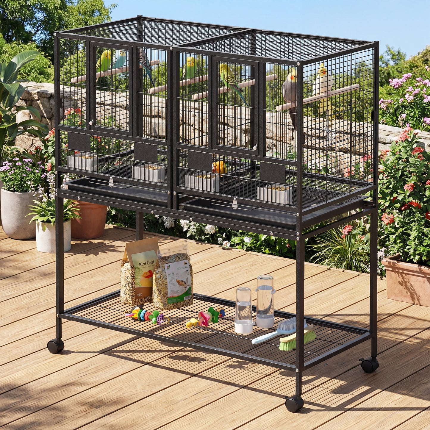 Advwin Bird Cage 2in1 Large Cage Wheel w/Brake