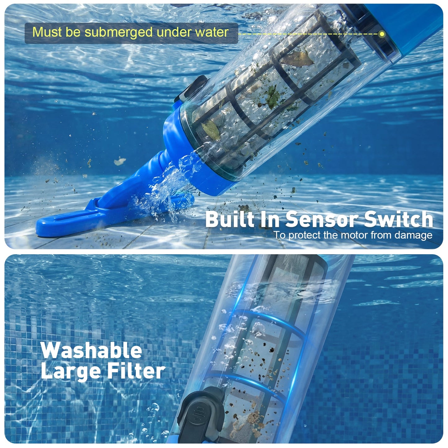 Advwin Cordless Handheld Pool Vacuum w/ Telescopic Pole