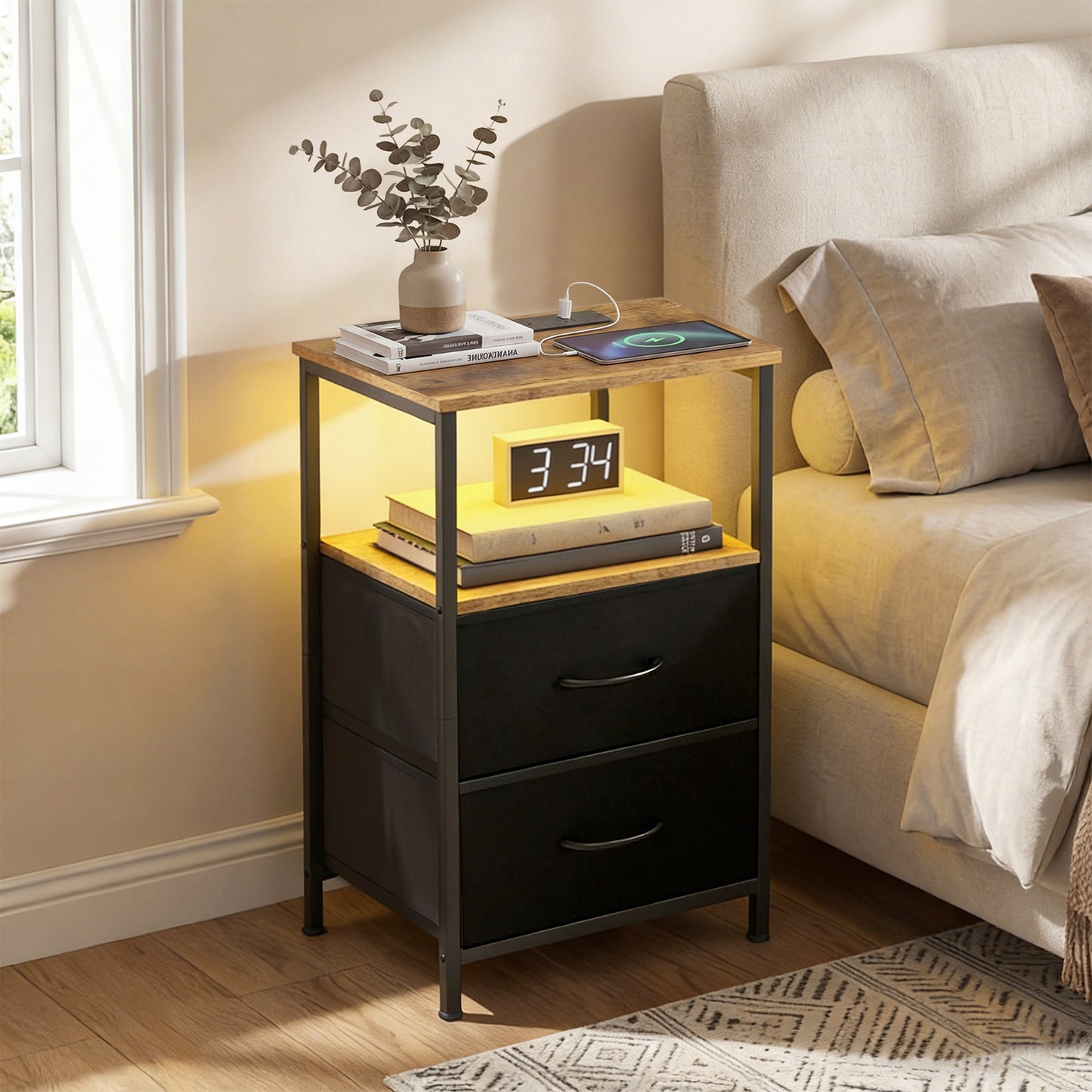 Advwin LED Bedside Table 60cm